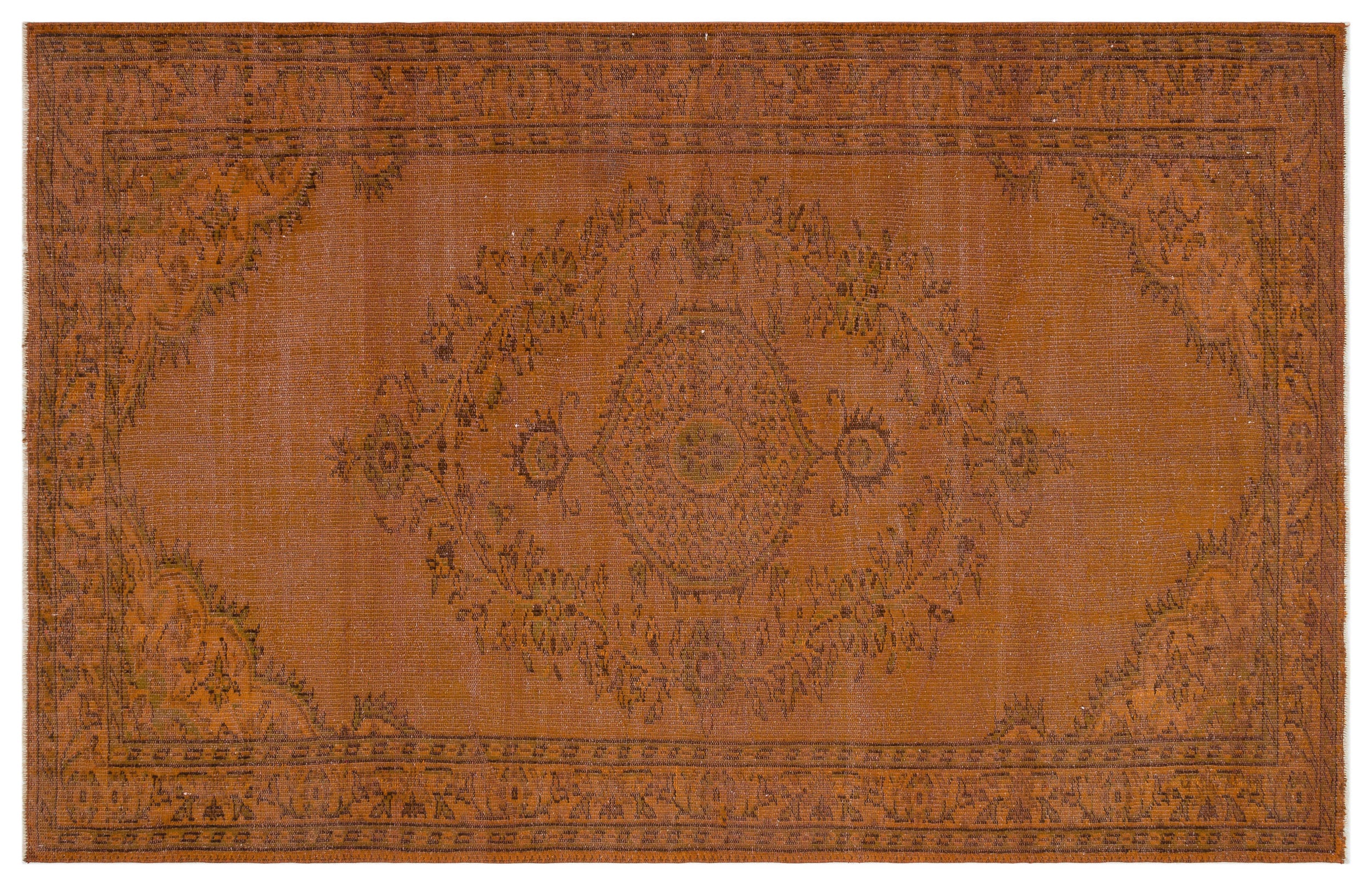 Brown Over Dyed Vintage Rug 5'7'' x 8'9'' ft 171 x 266 cm