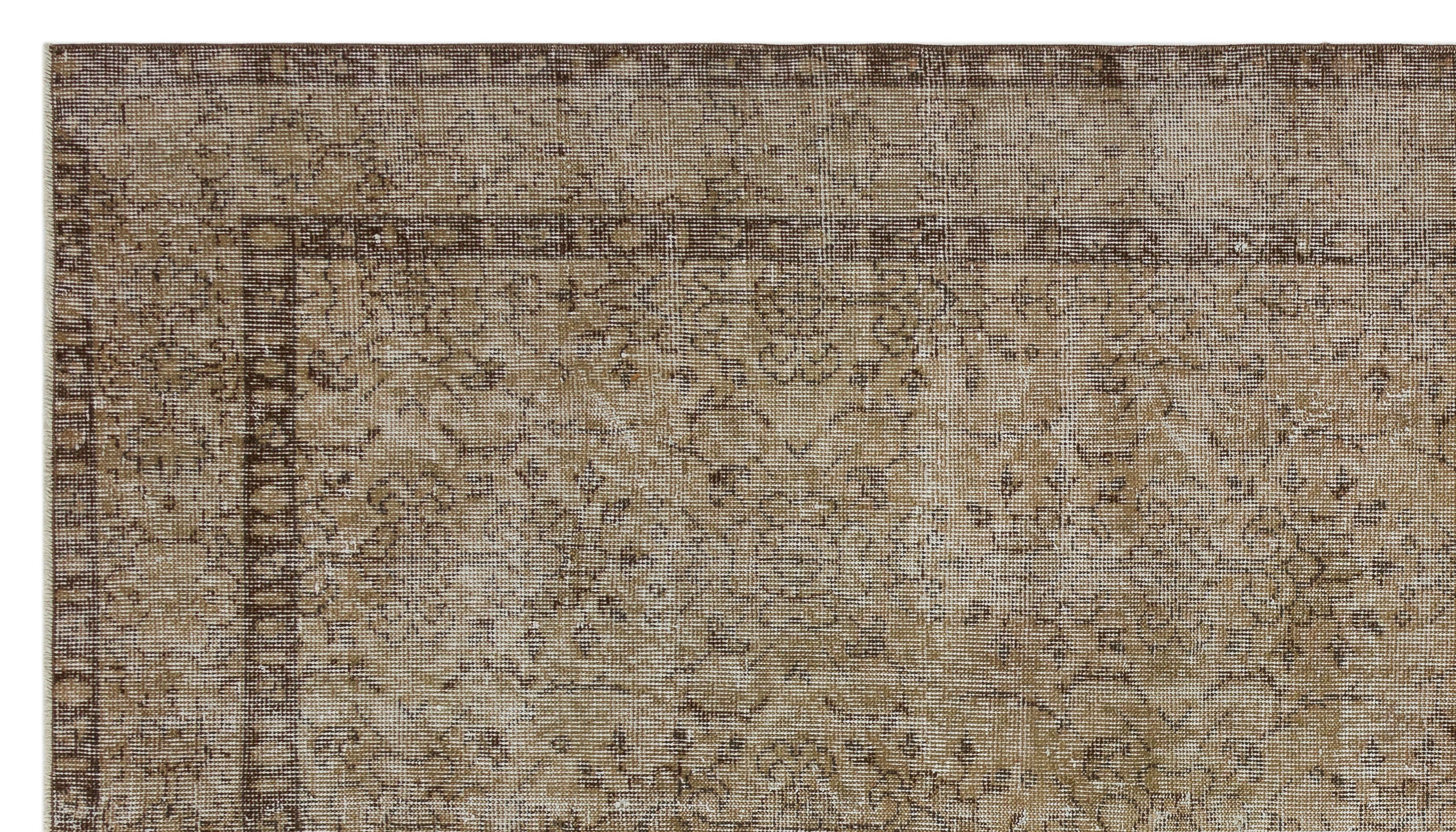 Brown Over Dyed Vintage Rug 5'4'' x 9'5'' ft 162 x 288 cm
