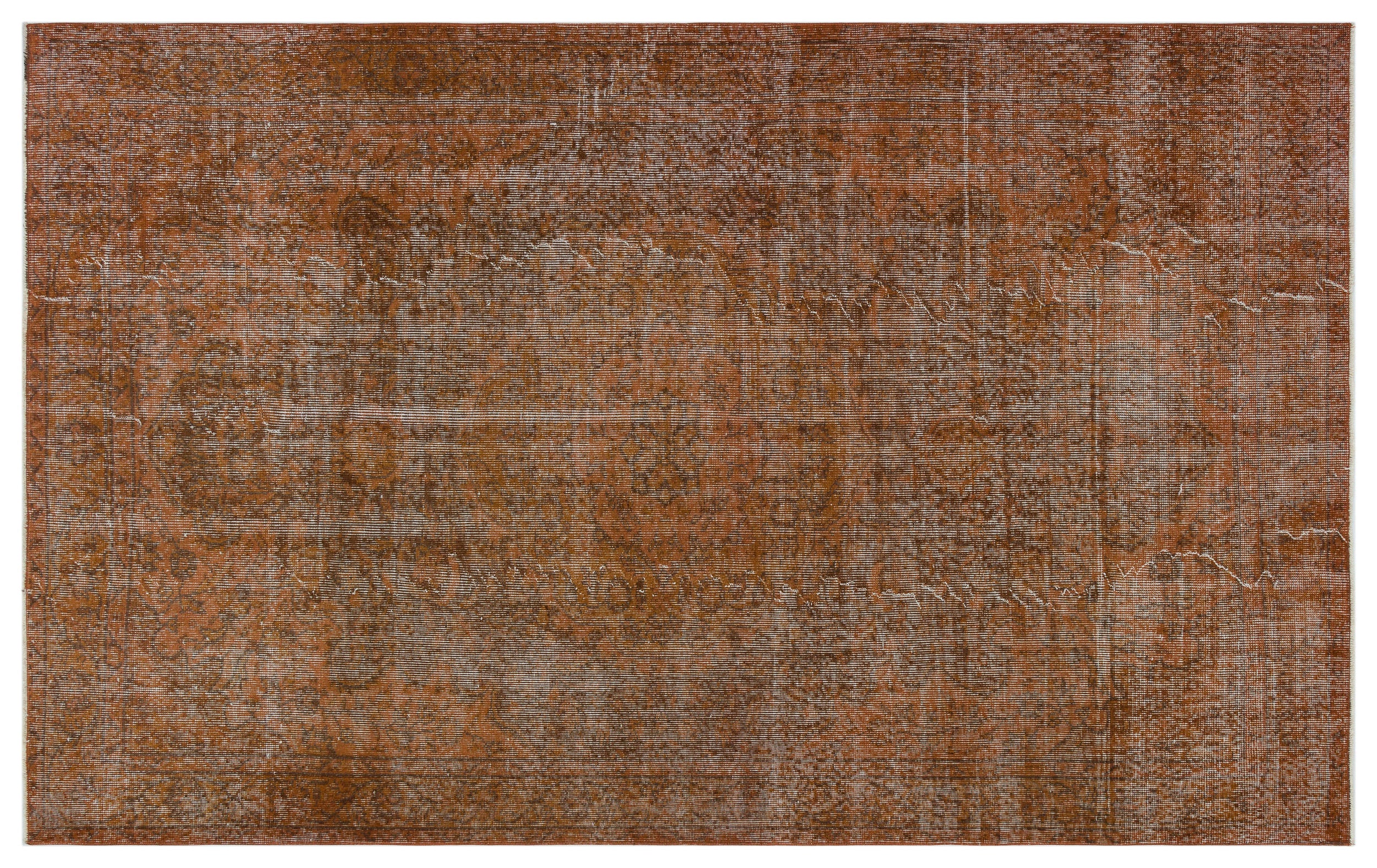 Brown Over Dyed Vintage Rug 5'6'' x 8'10'' ft 167 x 269 cm