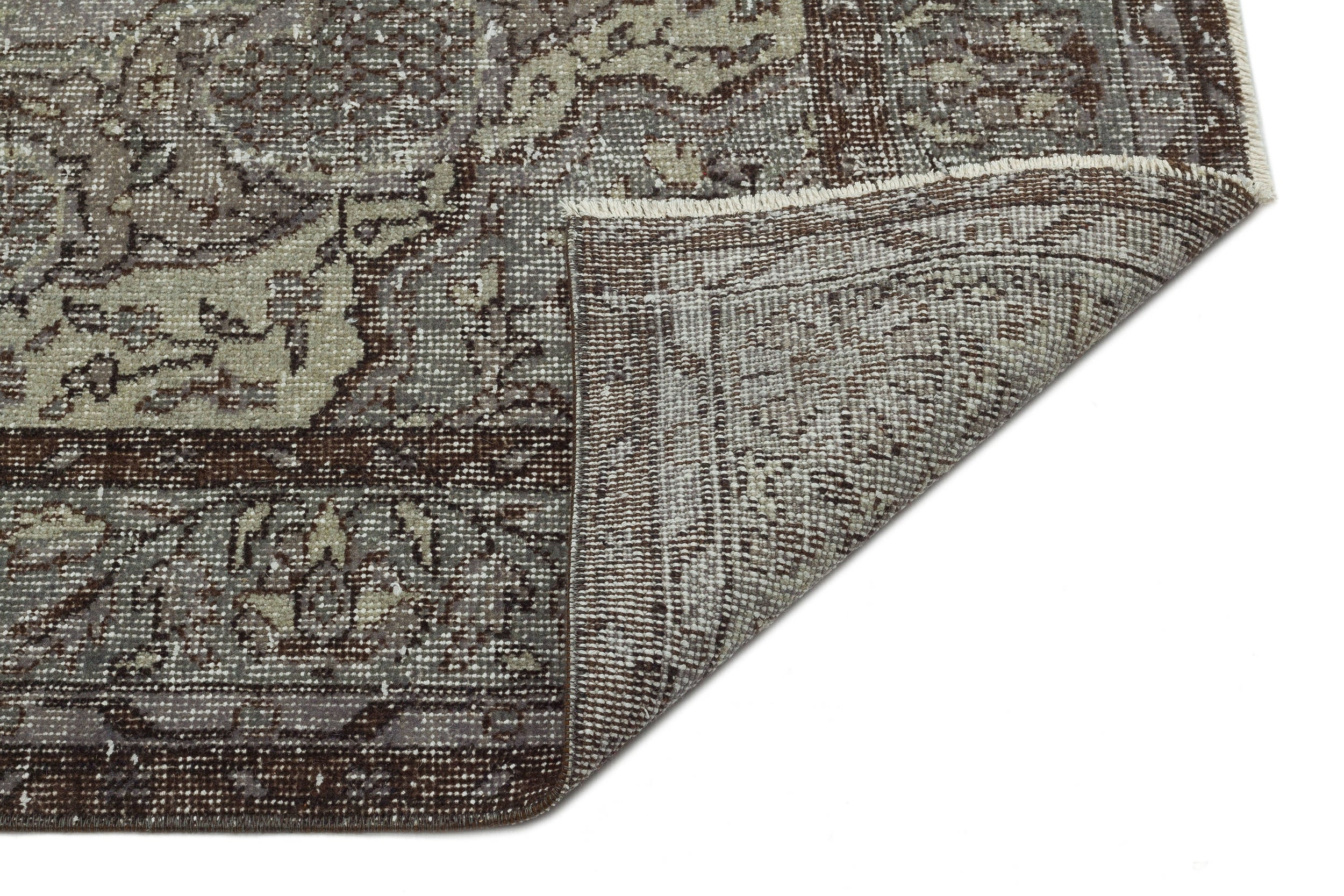 Gray Over Dyed Vintage Rug 5'6'' x 8'11'' ft 168 x 272 cm