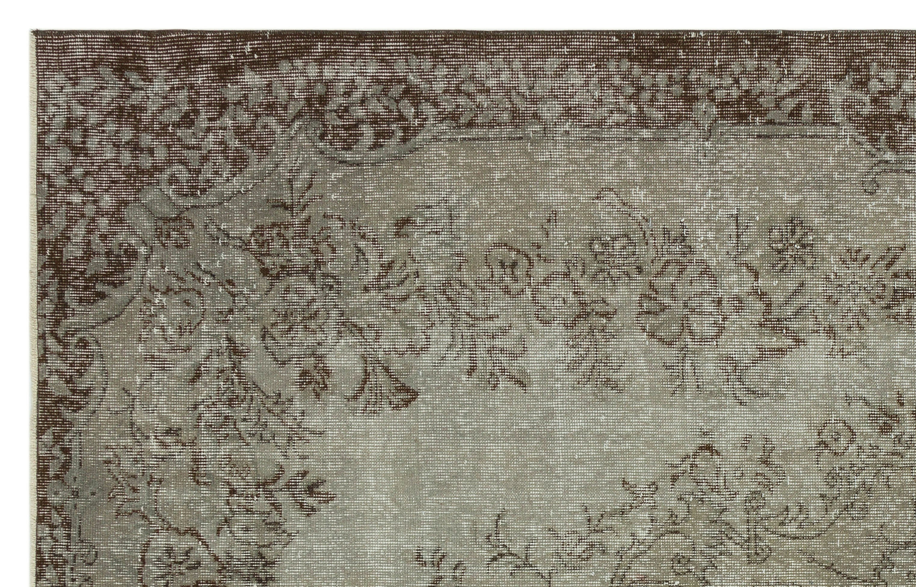 Gray Over Dyed Vintage Rug 5'7'' x 8'8'' ft 170 x 265 cm