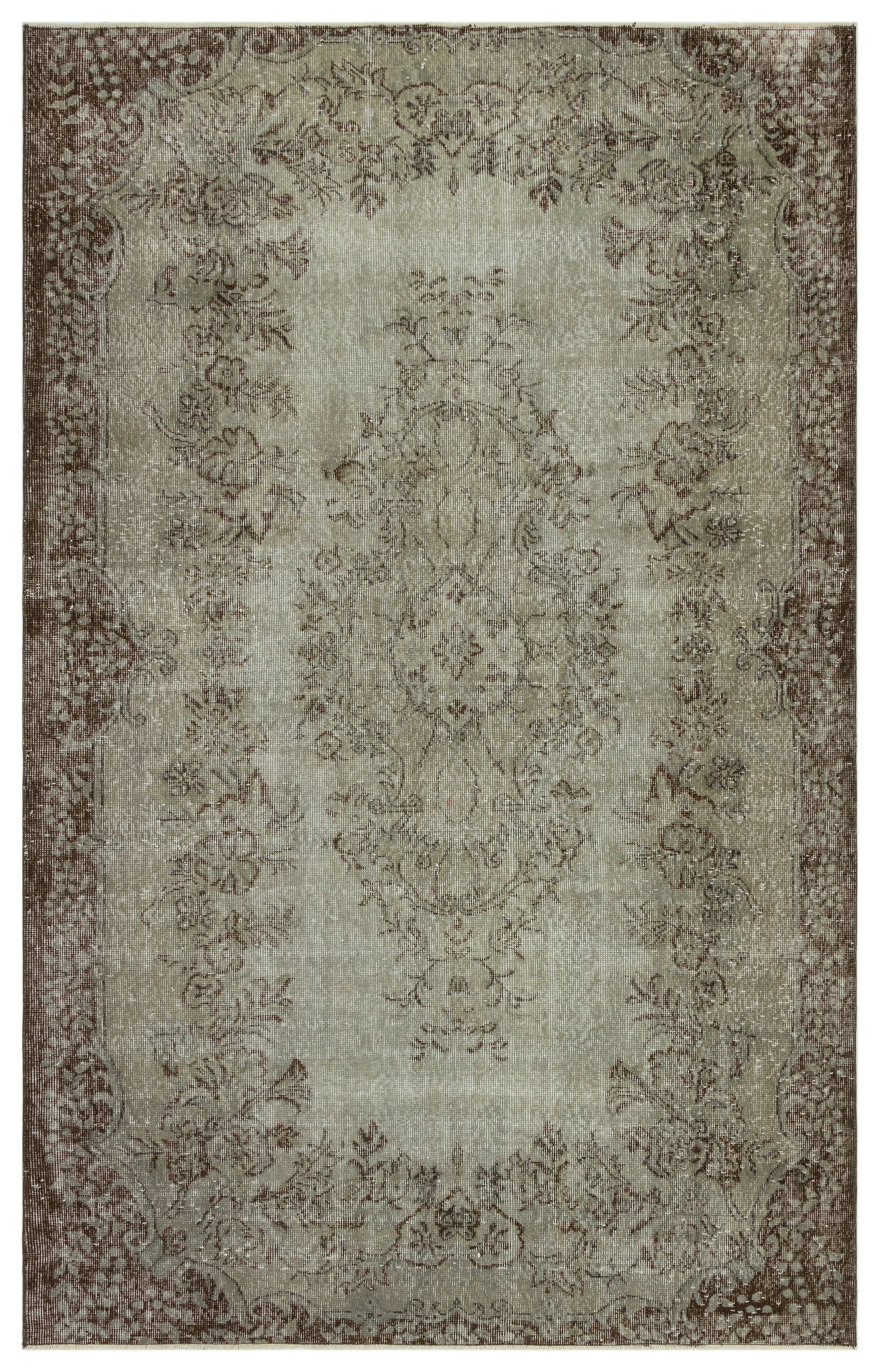 Gray Over Dyed Vintage Rug 5'7'' x 8'8'' ft 170 x 265 cm