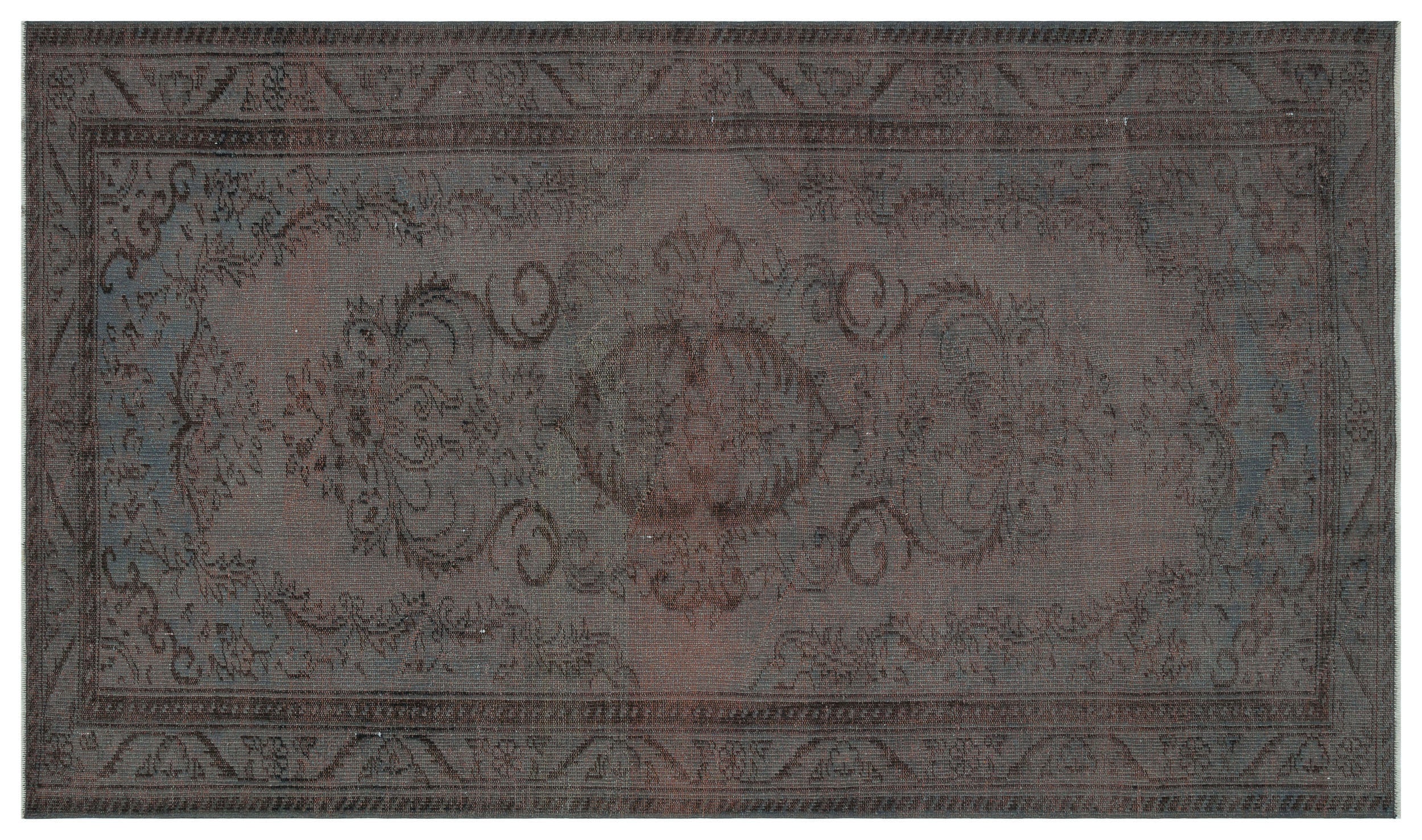Gray Over Dyed Vintage Rug 5'6'' x 8'11'' ft 167 x 272 cm