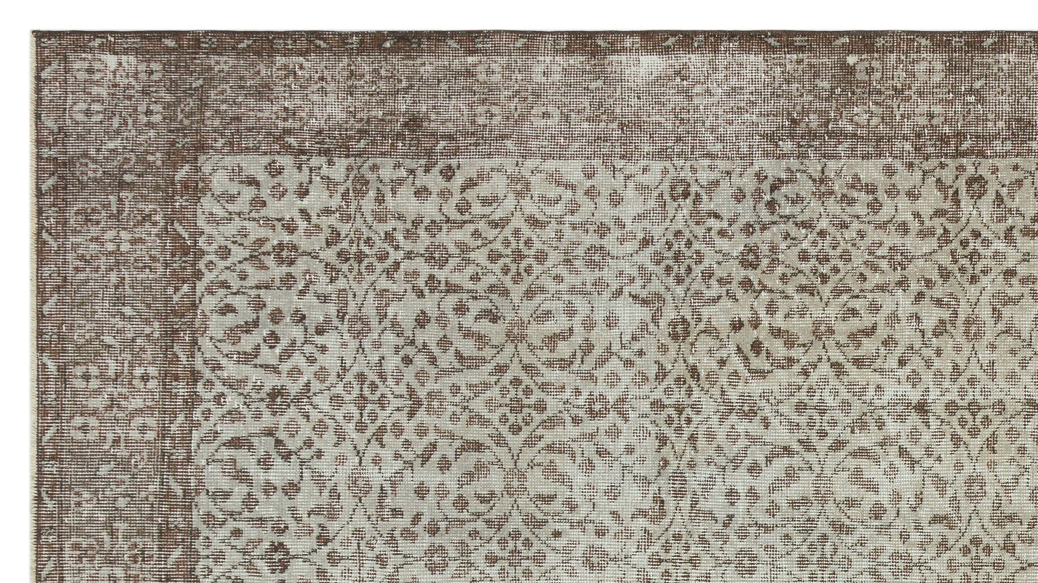Gray Over Dyed Vintage Rug 5'5'' x 9'9'' ft 165 x 298 cm