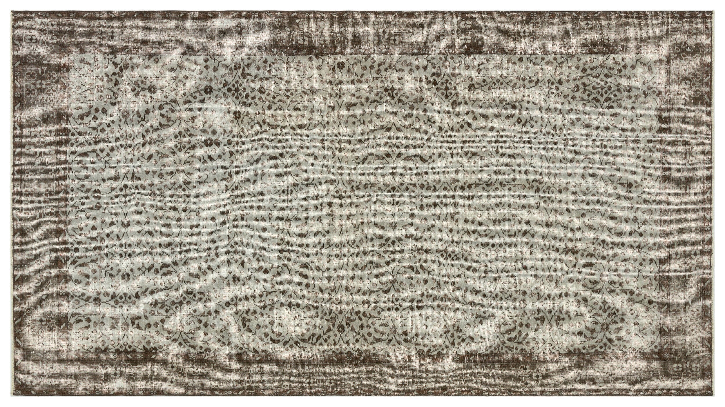 Gray Over Dyed Vintage Rug 5'5'' x 9'9'' ft 165 x 298 cm