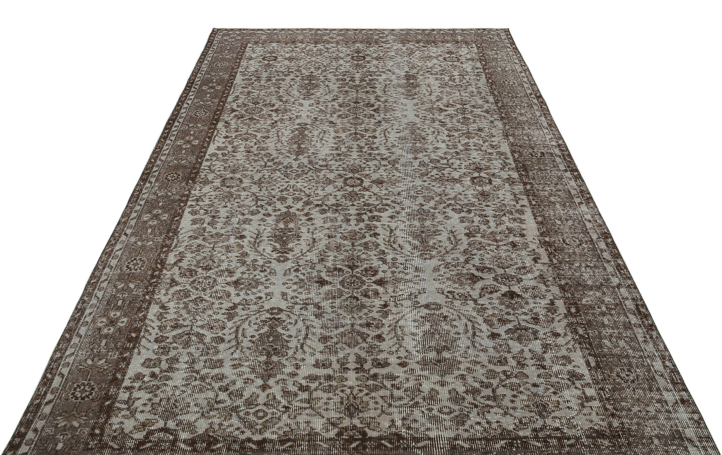 Gray Over Dyed Vintage Rug 5'7'' x 8'10'' ft 171 x 270 cm