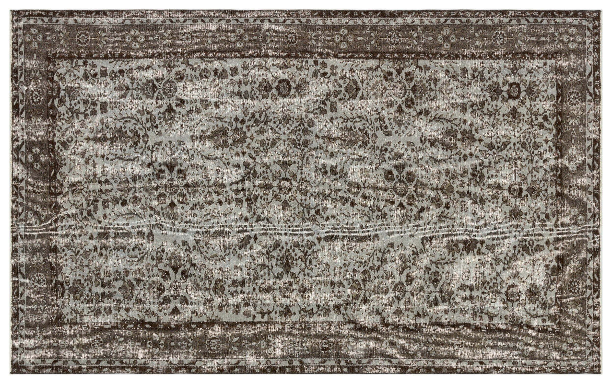 Gray Over Dyed Vintage Rug 5'7'' x 8'10'' ft 171 x 270 cm
