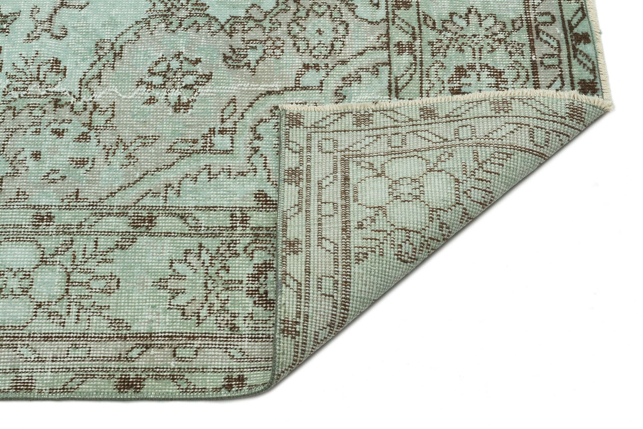 Green Over Dyed Vintage Rug 5'5'' x 9'3'' ft 164 x 282 cm