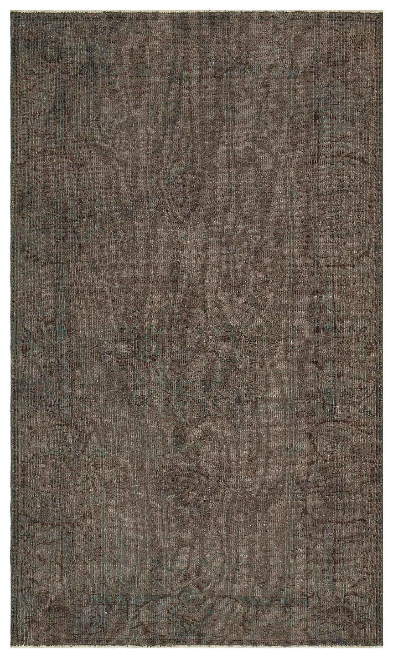 Gray Over Dyed Vintage Rug 5'6'' x 9'3'' ft 167 x 281 cm