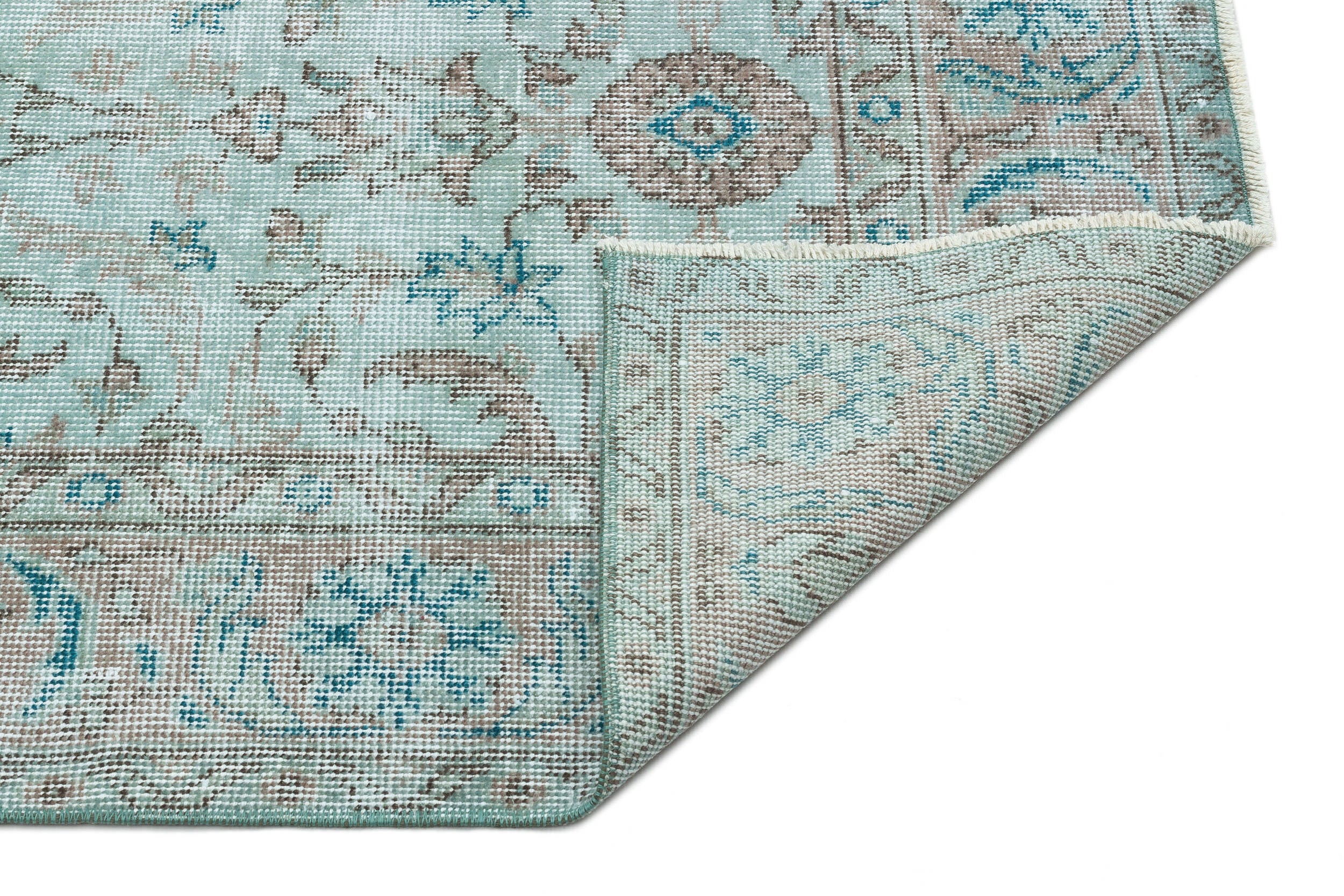 Turquoise Over Dyed Vintage Rug 5'1'' x 8'2'' ft 156 x 248 cm