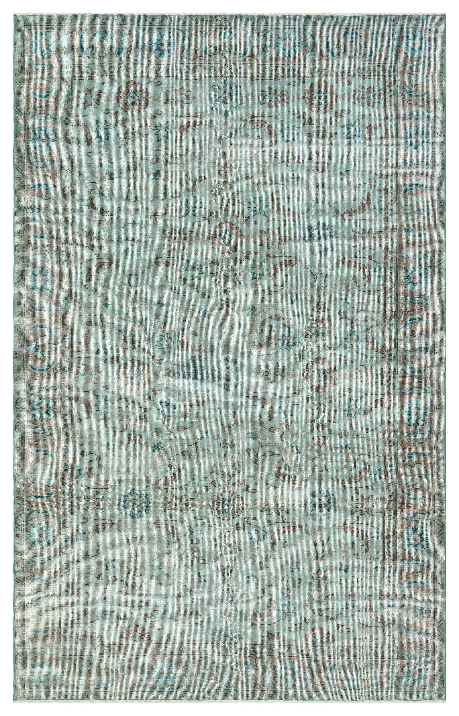 Turquoise Over Dyed Vintage Rug 5'1'' x 8'2'' ft 156 x 248 cm