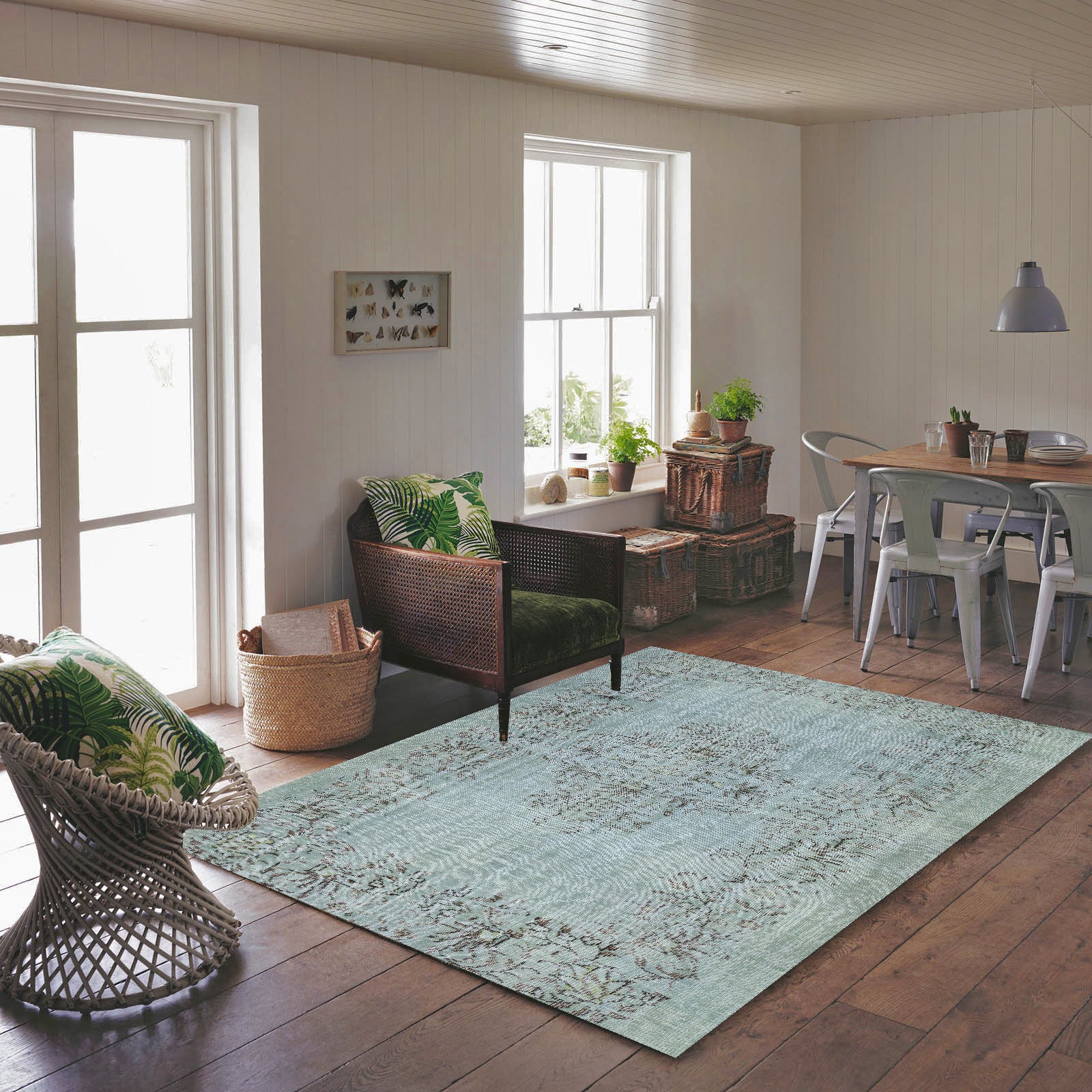 Stone Blue Over Dyed Rug | Traditional Design Rug | Turkish Rug | Hand Weaving Rug | Bedroom Rug | Wool Rug | Vintage Rug | Patterned Rug | Naturel Rug | Boho Rug I 6'1'' x 9'3'' ft 186 x 282 cm