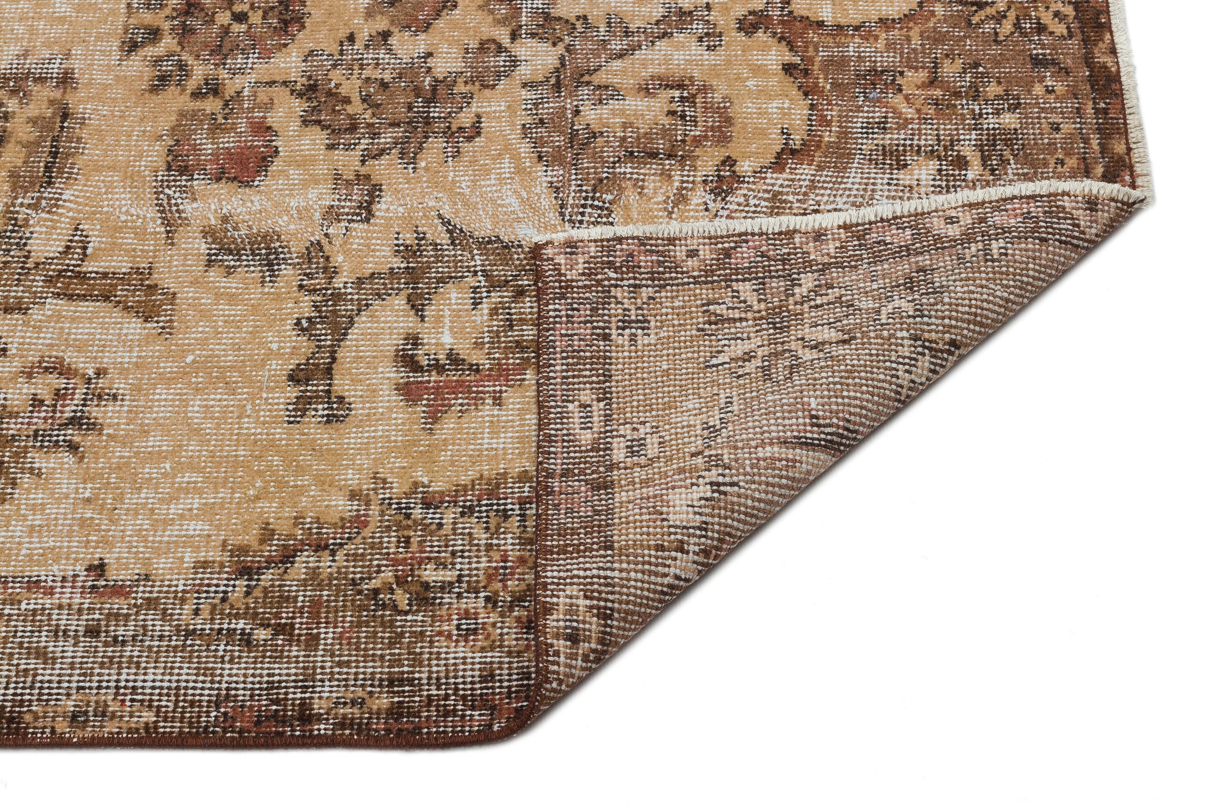 Brown Over Dyed Vintage Rug 5'3'' x 8'8'' ft 161 x 263 cm