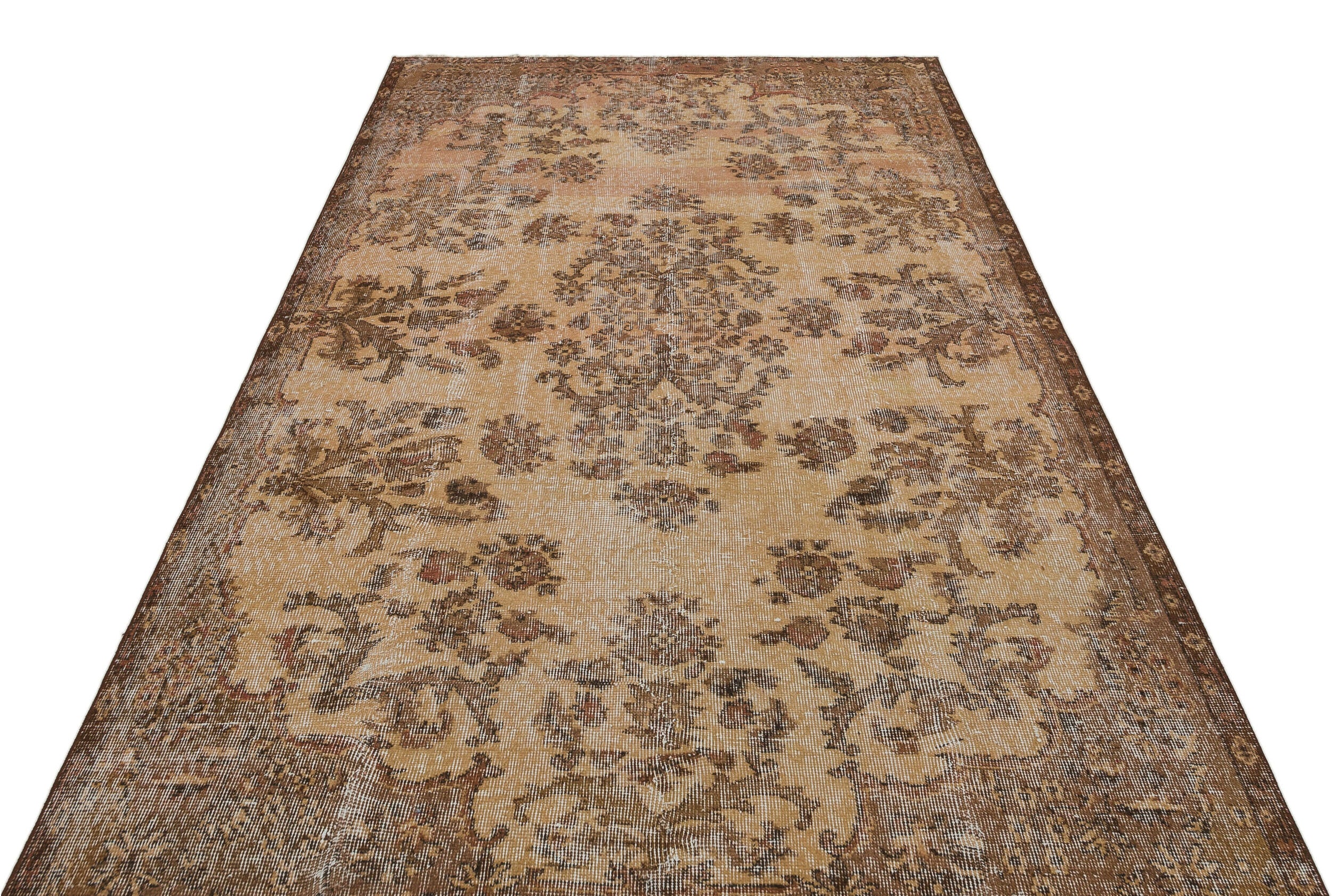 Brown Over Dyed Vintage Rug 5'3'' x 8'8'' ft 161 x 263 cm