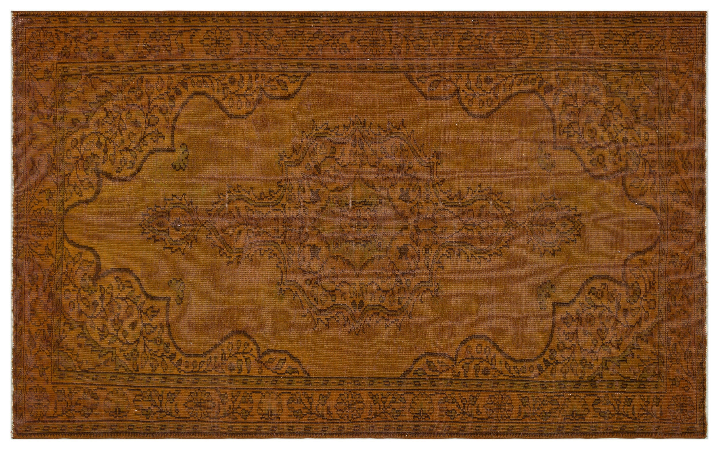 Brown Over Dyed Vintage Rug 6'3'' x 9'10'' ft 191 x 300 cm