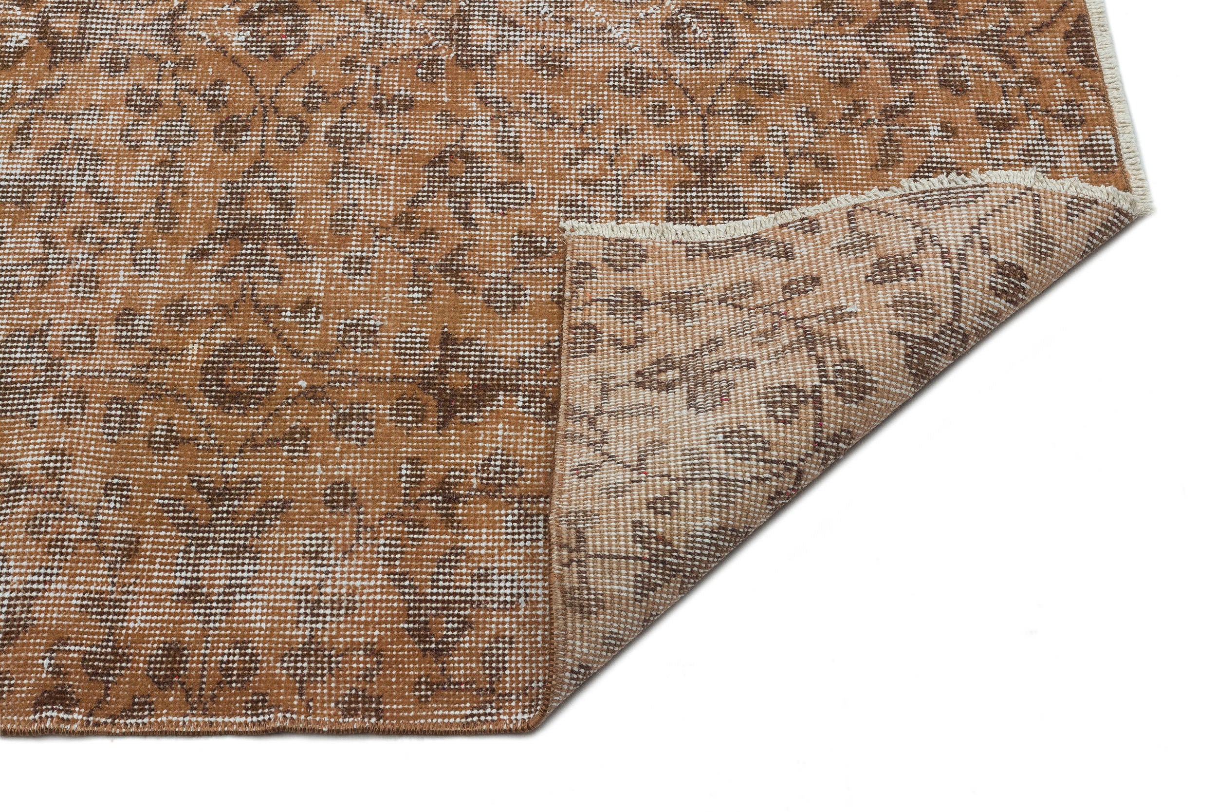 Brown Over Dyed Vintage Rug 5'10'' x 9'7'' ft 177 x 291 cm