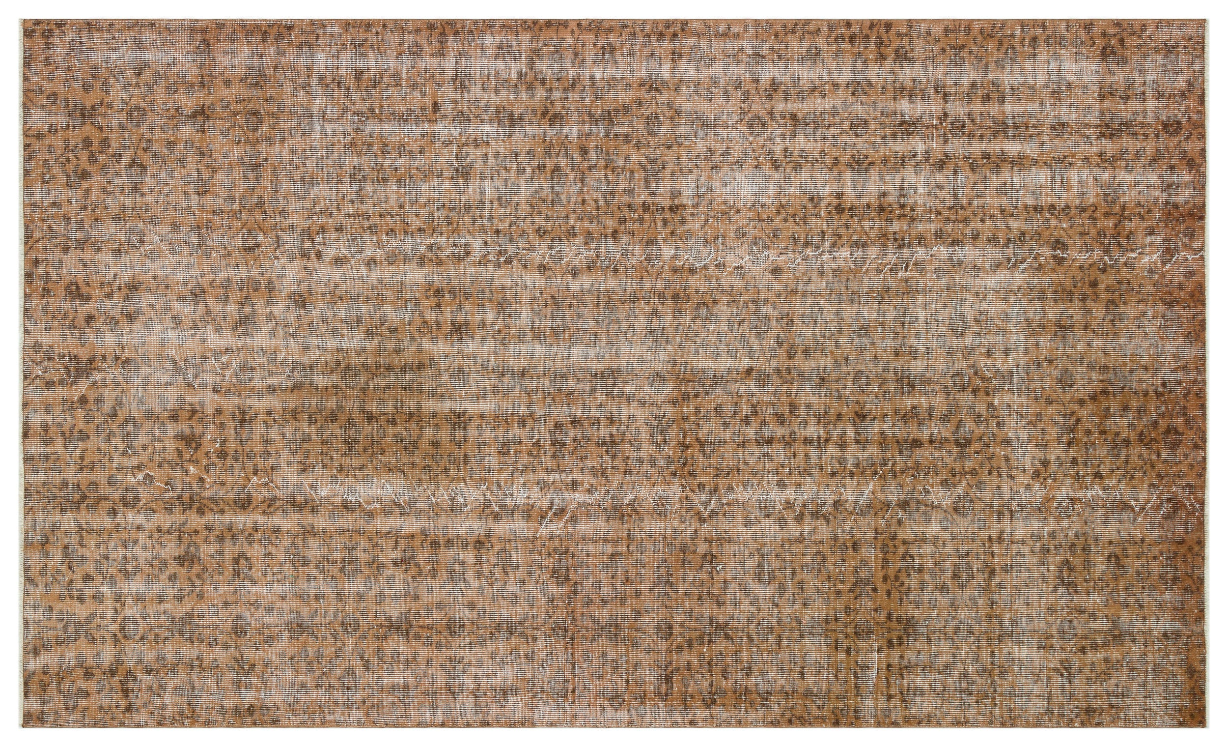Brown Over Dyed Vintage Rug 5'10'' x 9'7'' ft 177 x 291 cm