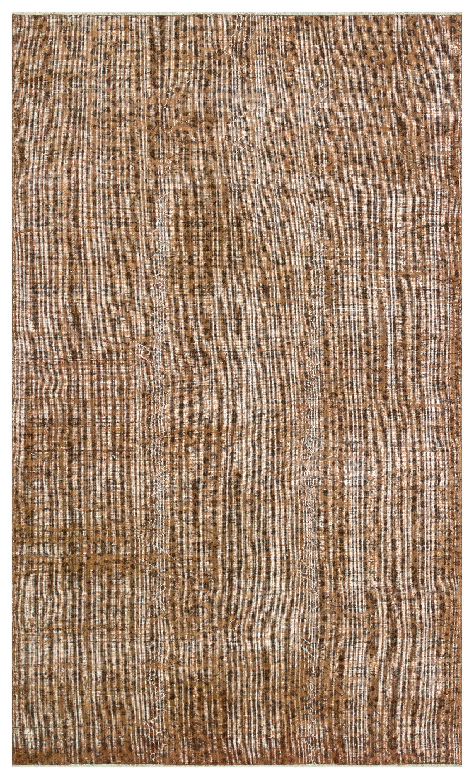 Brown Over Dyed Vintage Rug 5'10'' x 9'7'' ft 177 x 291 cm