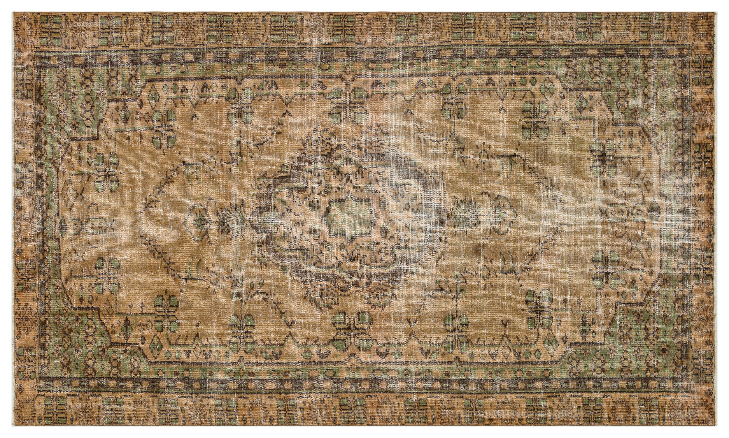 Brown Over Dyed Vintage Rug 5'9'' x 9'1'' ft 175 x 277 cm