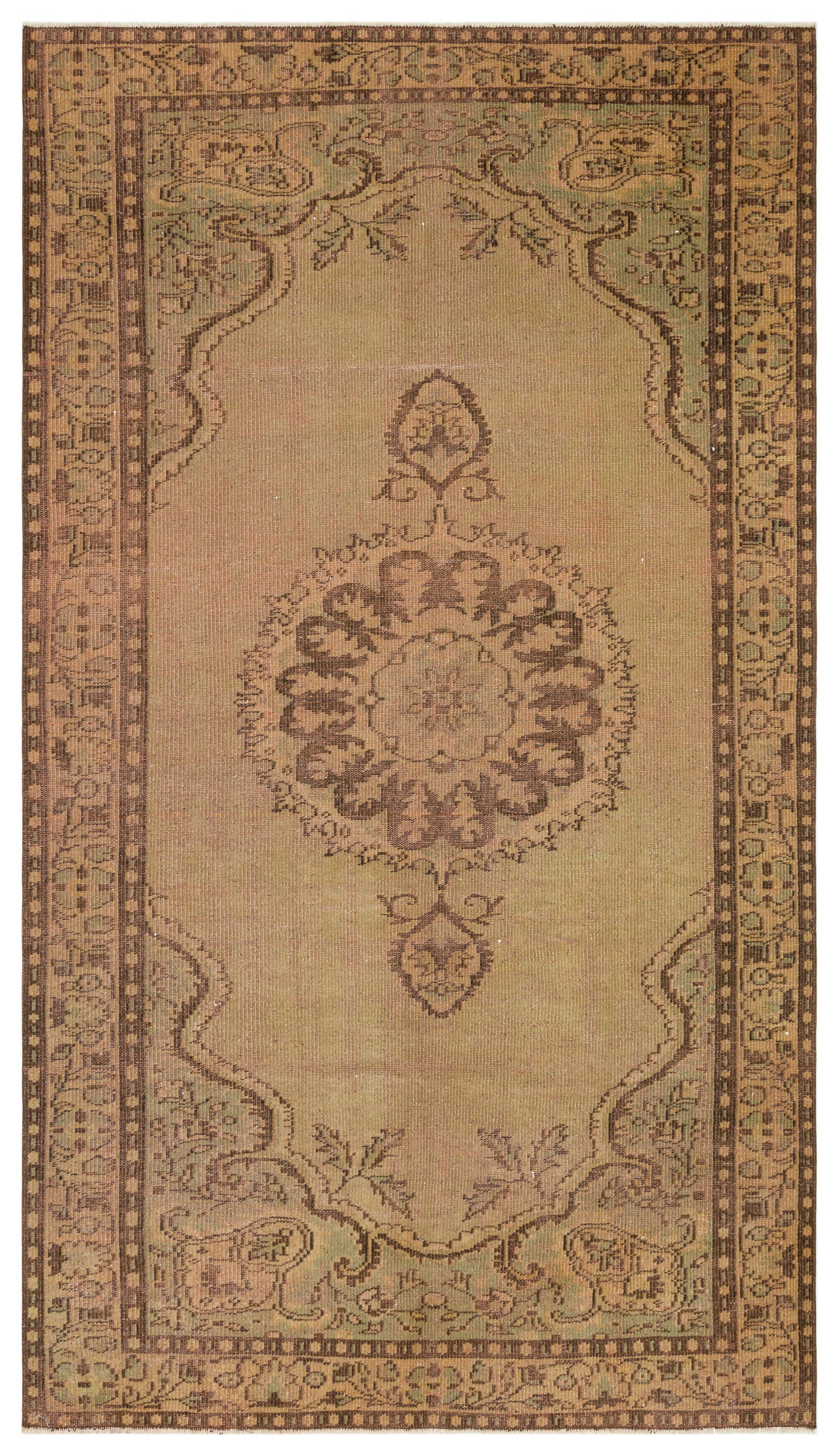 Brown Over Dyed Vintage Rug 5'7'' x 9'8'' ft 170 x 295 cm