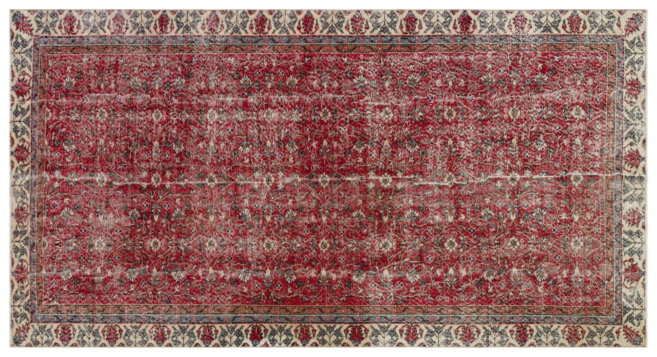 Naturel Over Dyed Vintage Rug 5'7'' x 10'1'' ft 170 x 308 cm