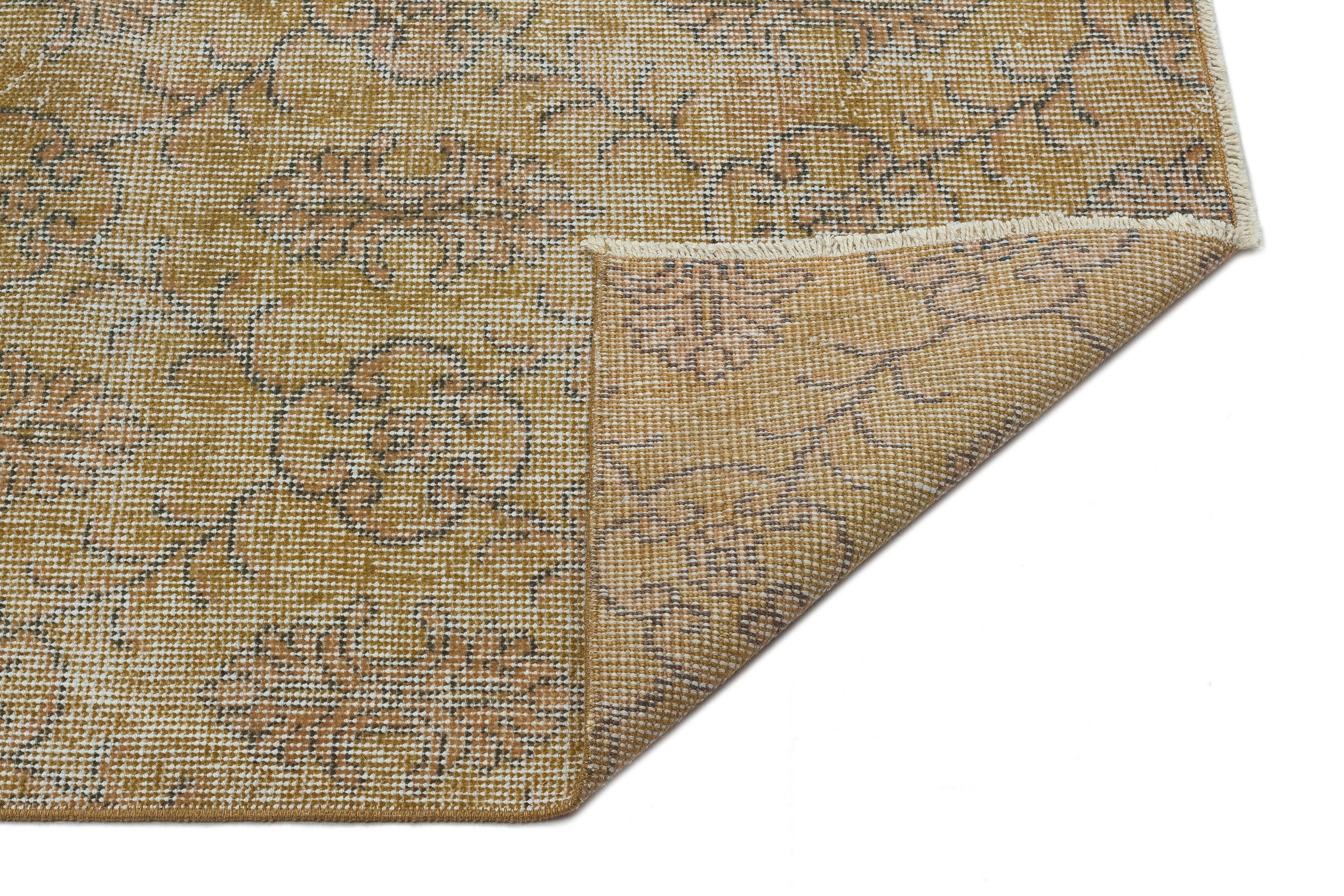 Brown Over Dyed Vintage Rug 5'8'' x 9'2'' ft 173 x 279 cm