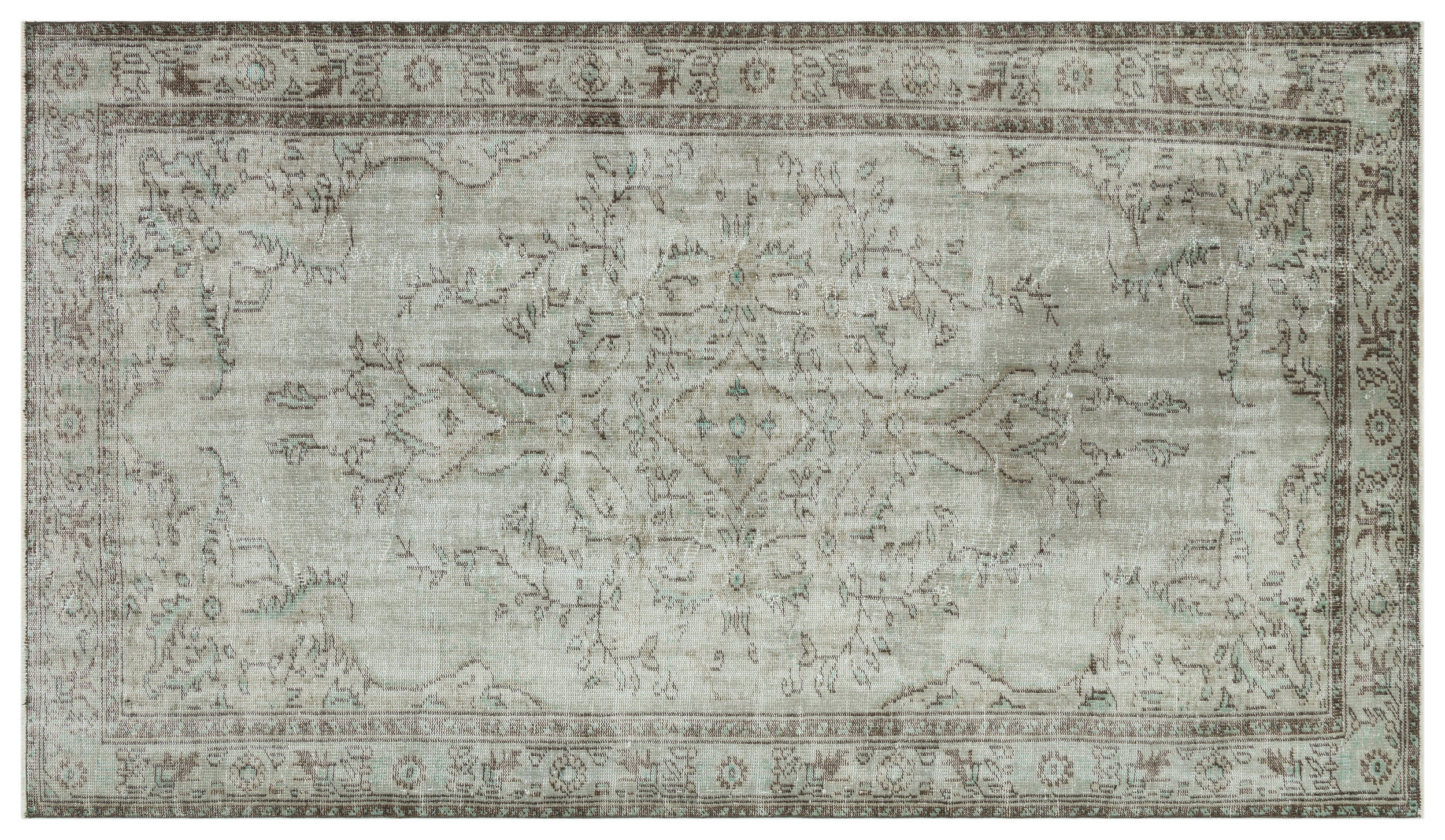 Gray Over Dyed Vintage Rug 5'6'' x 9'11'' ft 168 x 303 cm