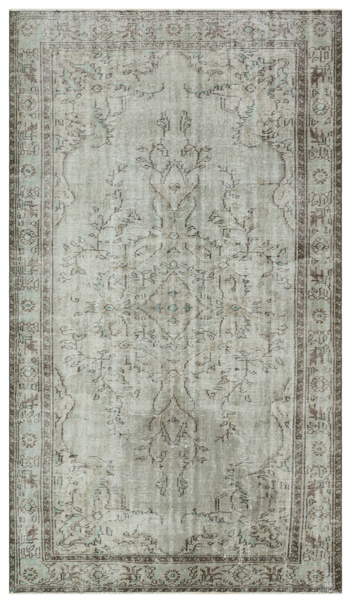 Gray Over Dyed Vintage Rug 5'6'' x 9'11'' ft 168 x 303 cm