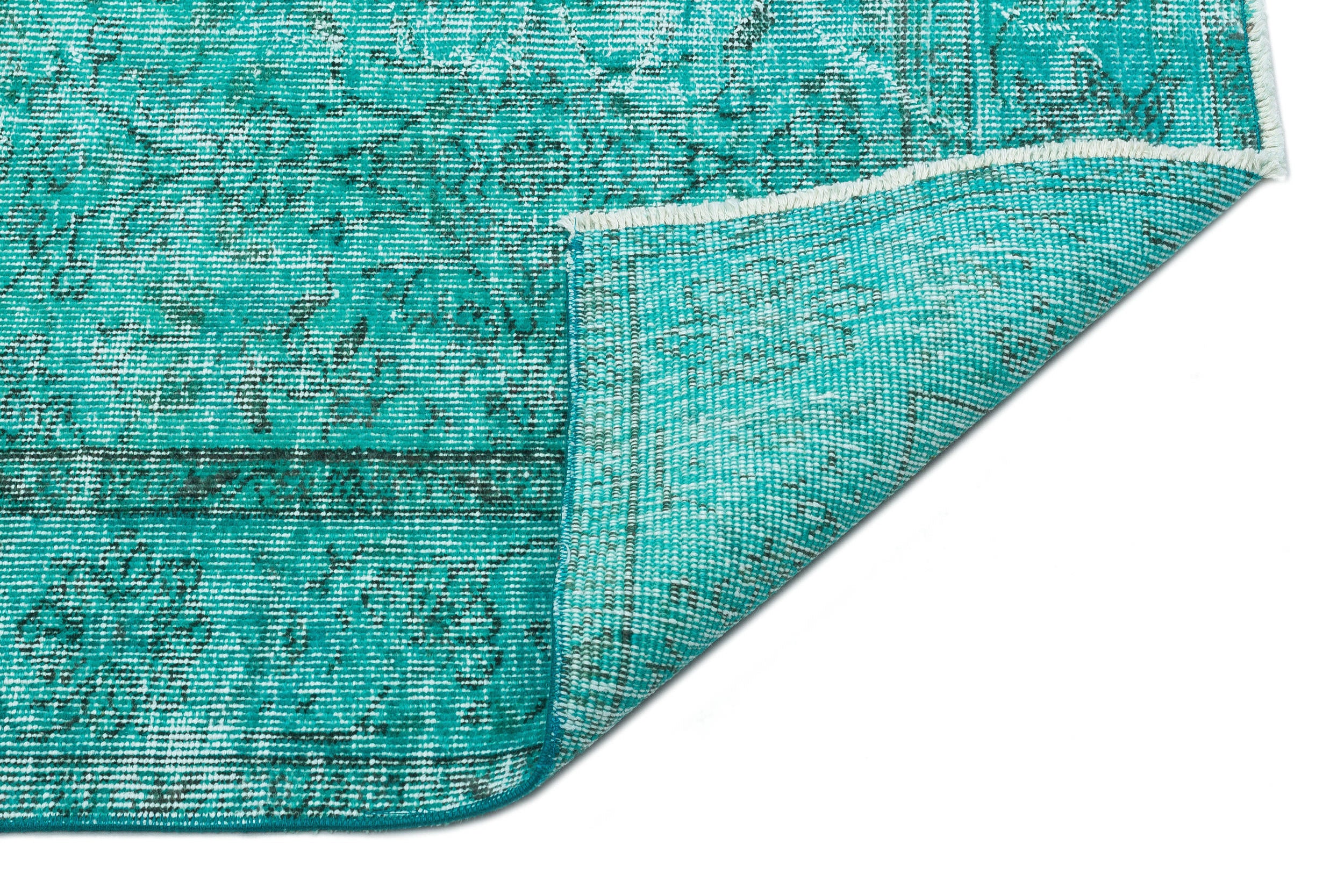 Turquoise Over Dyed Vintage Rug 5'5'' x 8'8'' ft 165 x 264 cm