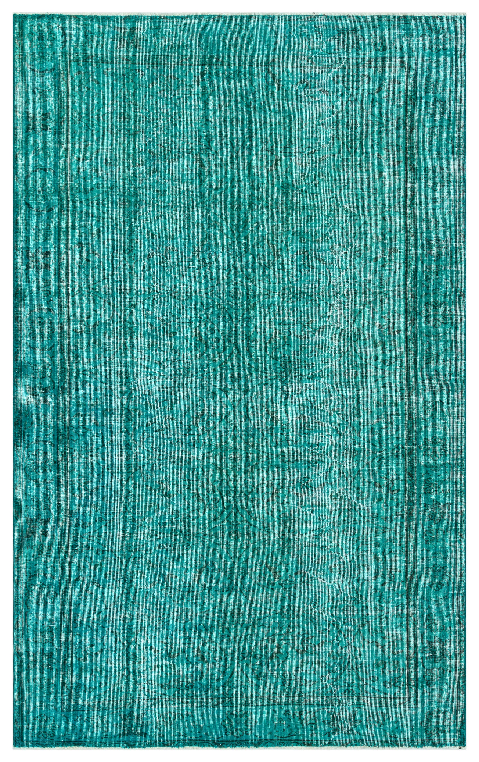 Turquoise Over Dyed Vintage Rug 5'5'' x 8'8'' ft 165 x 264 cm