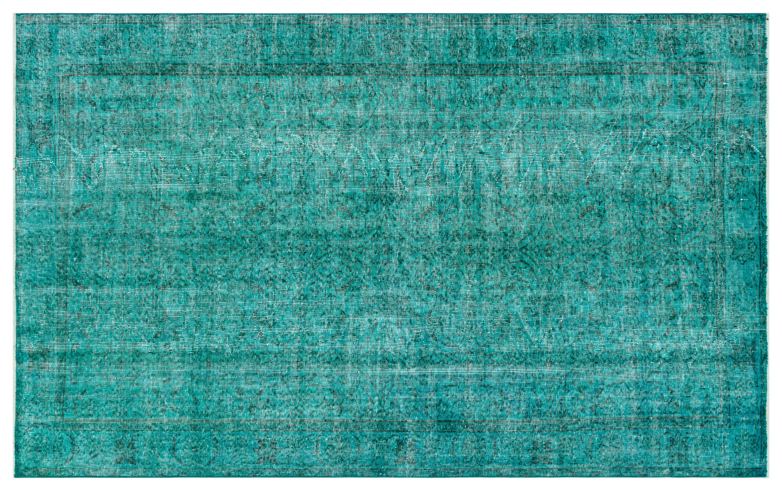 Turquoise Over Dyed Vintage Rug 5'5'' x 8'8'' ft 165 x 264 cm
