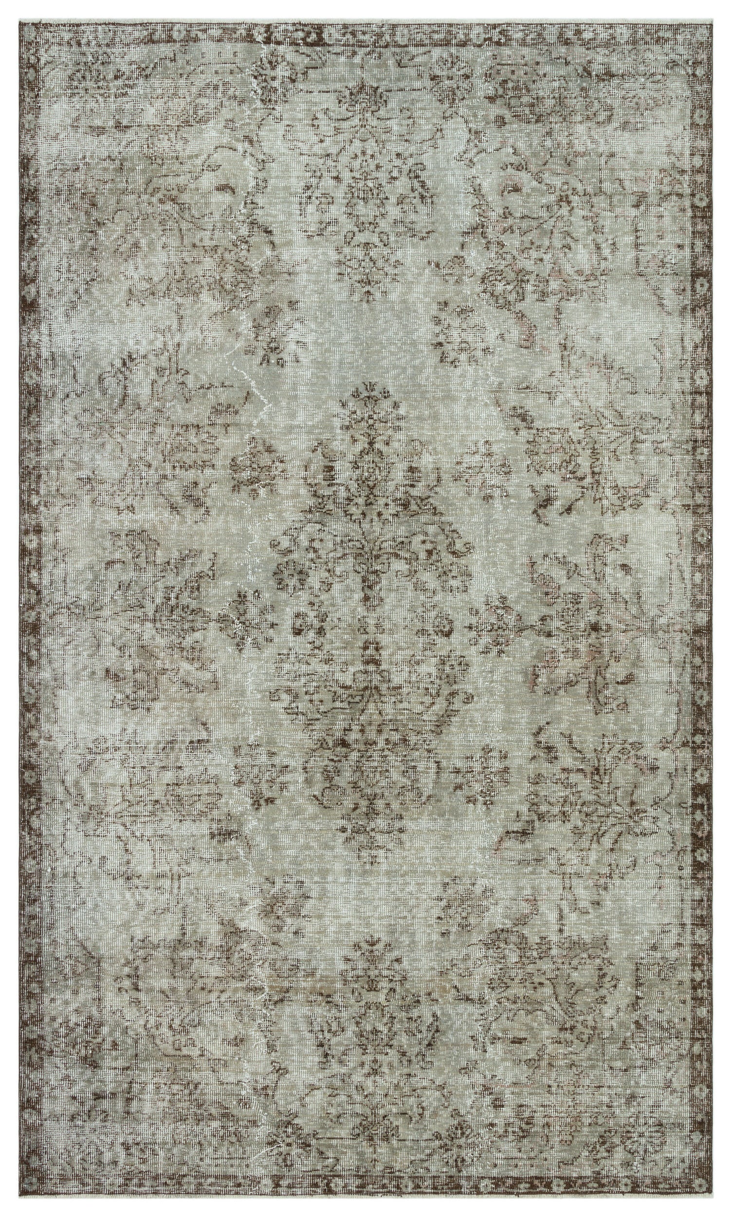 Gray Over Dyed Vintage Rug 5'7'' x 9'6'' ft 171 x 290 cm