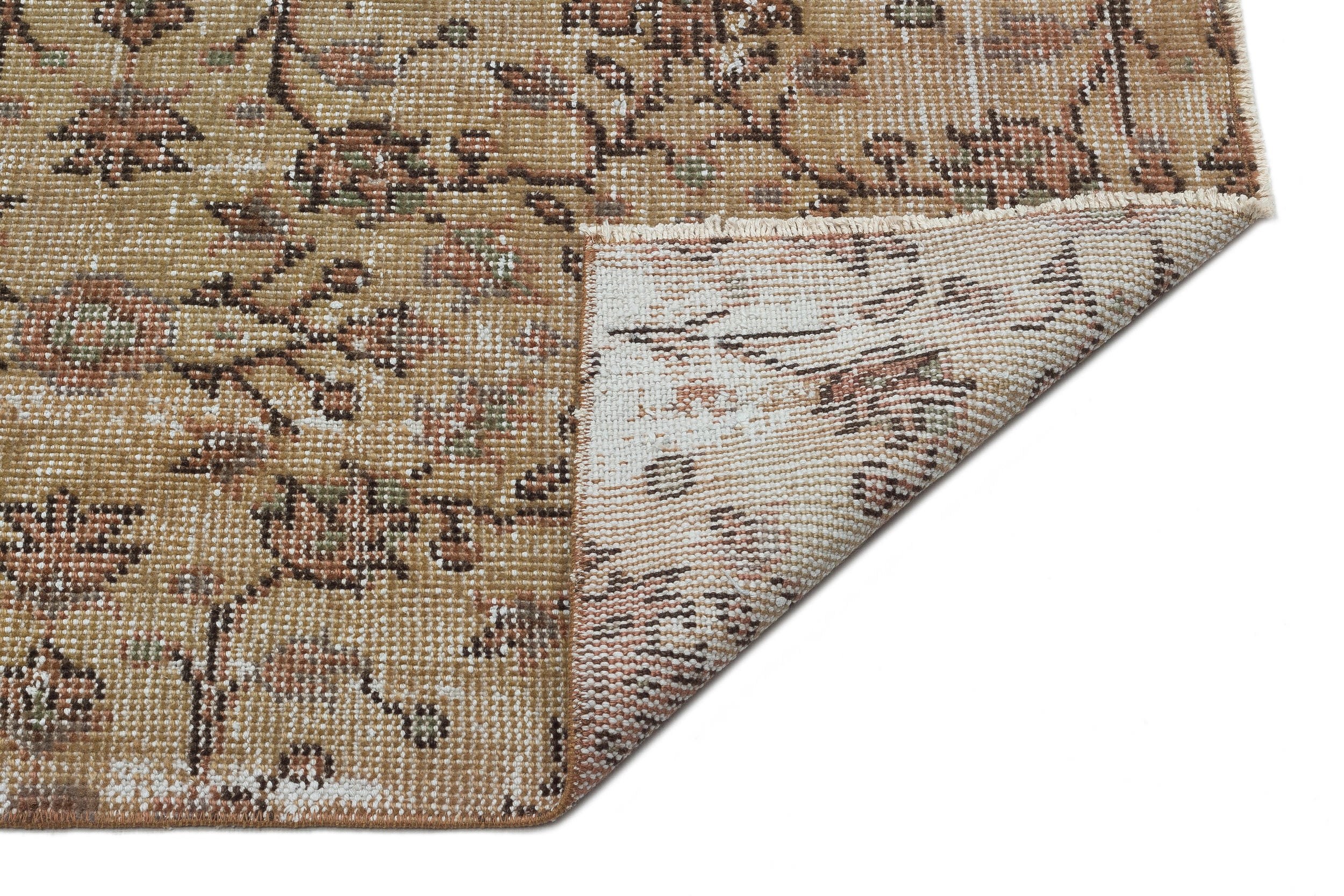 Brown Over Dyed Vintage Rug 6'4'' x 9'3'' ft 193 x 281 cm