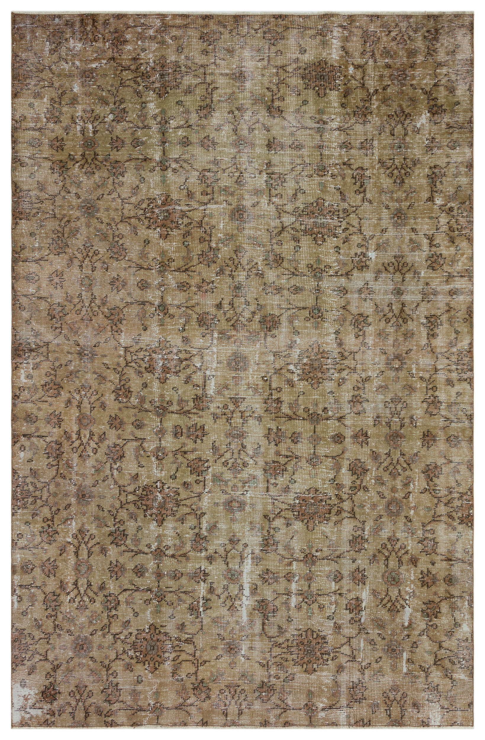 Brown Over Dyed Vintage Rug 6'4'' x 9'3'' ft 193 x 281 cm
