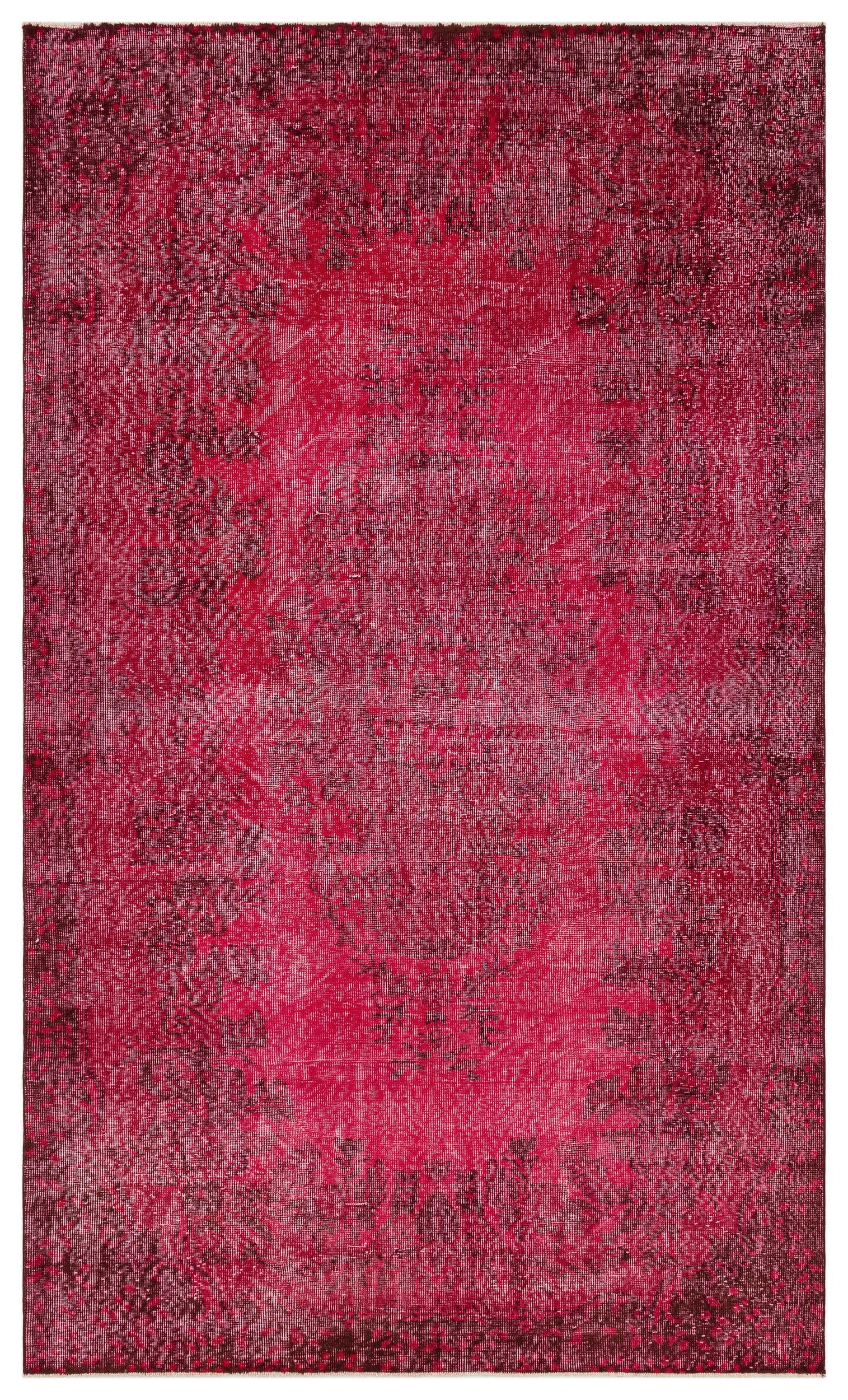 Red Over Dyed Vintage Rug 5'6'' x 9'2'' ft 168 x 280 cm