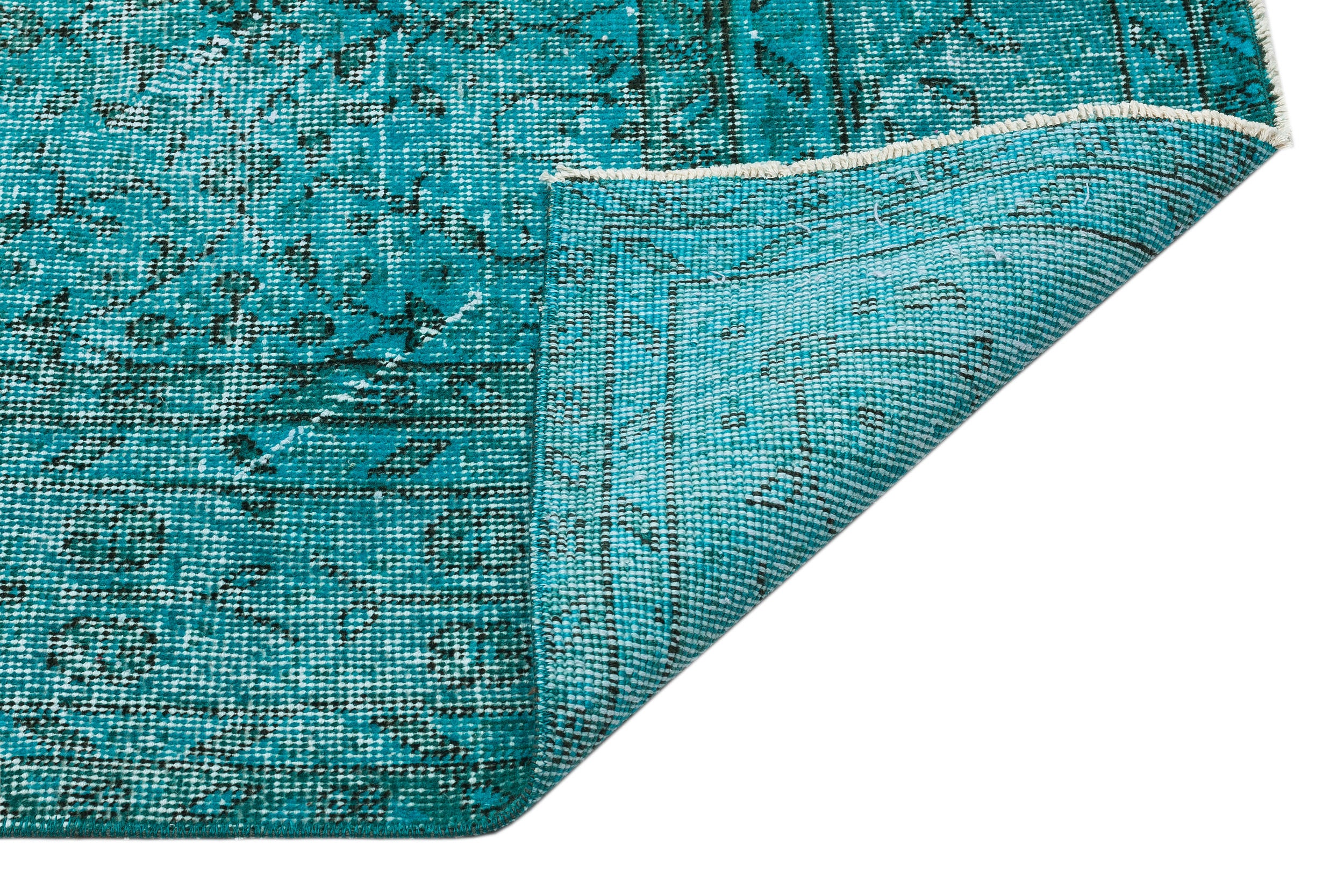 Turquoise Over Dyed Vintage Rug 5'8'' x 8'10'' ft 173 x 270 cm