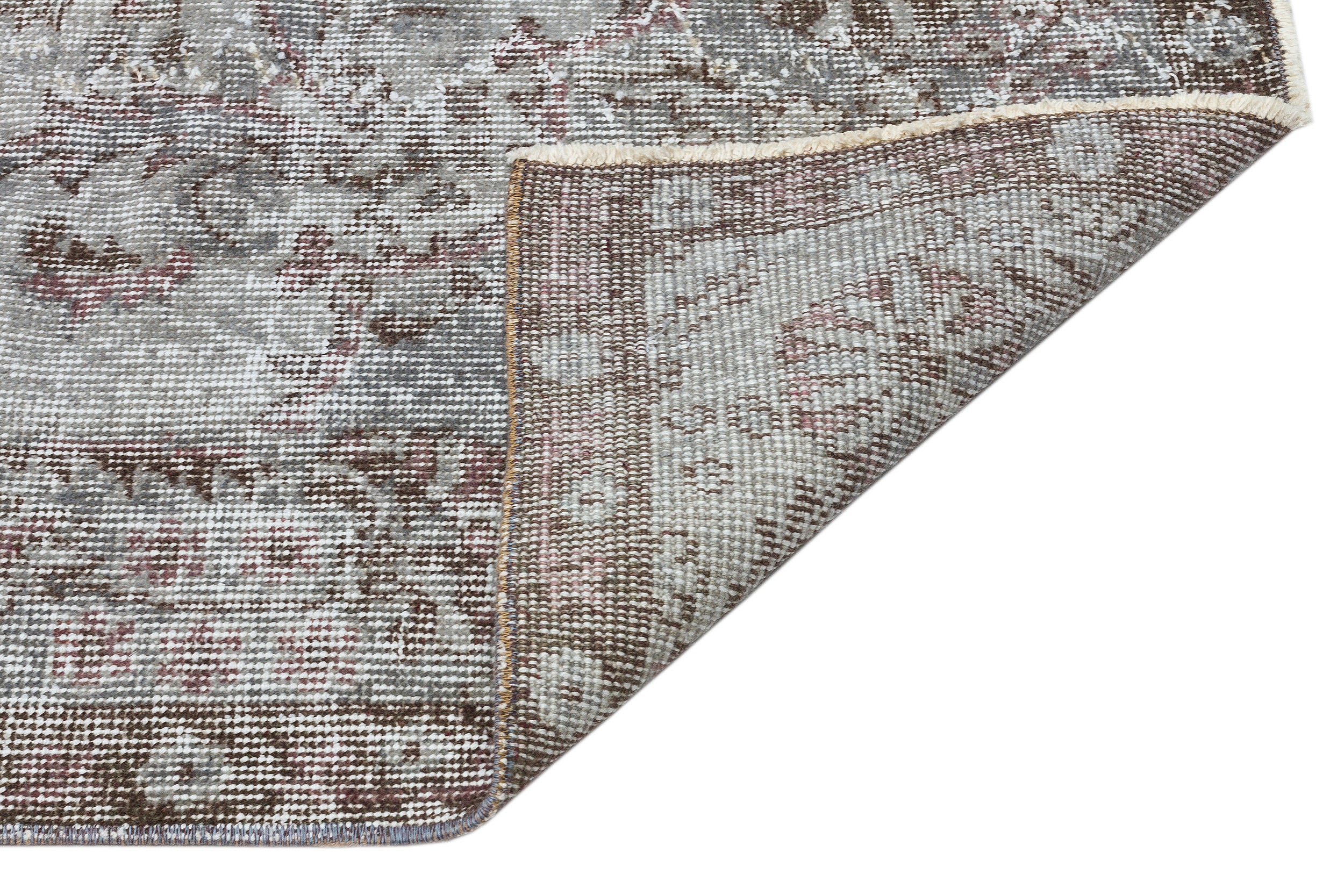 Gray Over Dyed Vintage Rug 5'8'' x 9'7'' ft 172 x 292 cm