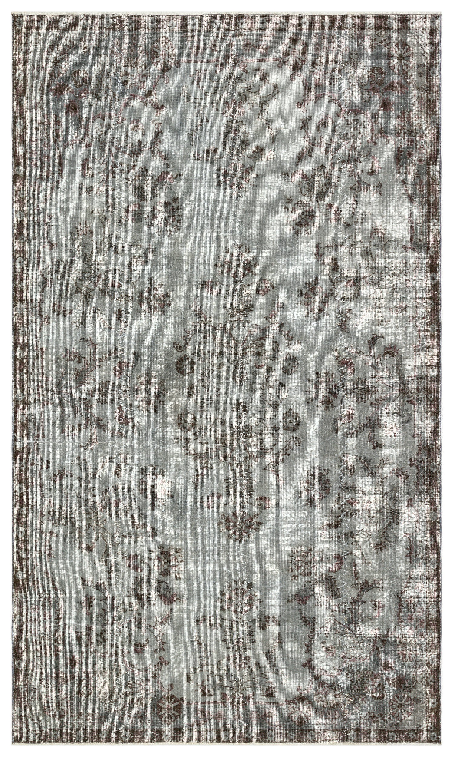 Gray Over Dyed Vintage Rug 5'8'' x 9'7'' ft 172 x 292 cm