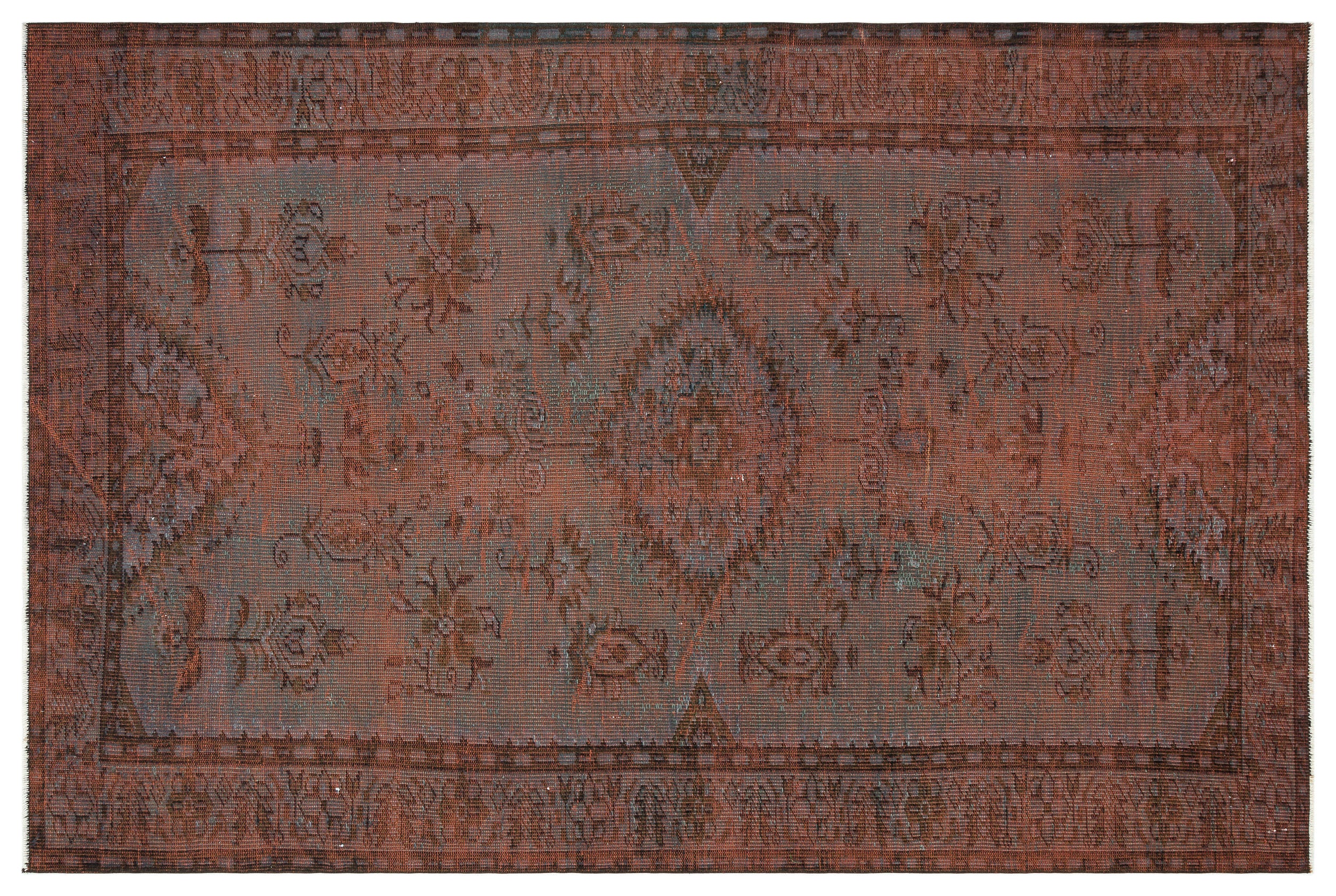 Brown Over Dyed Vintage Rug 5'9'' x 8'10'' ft 176 x 268 cm