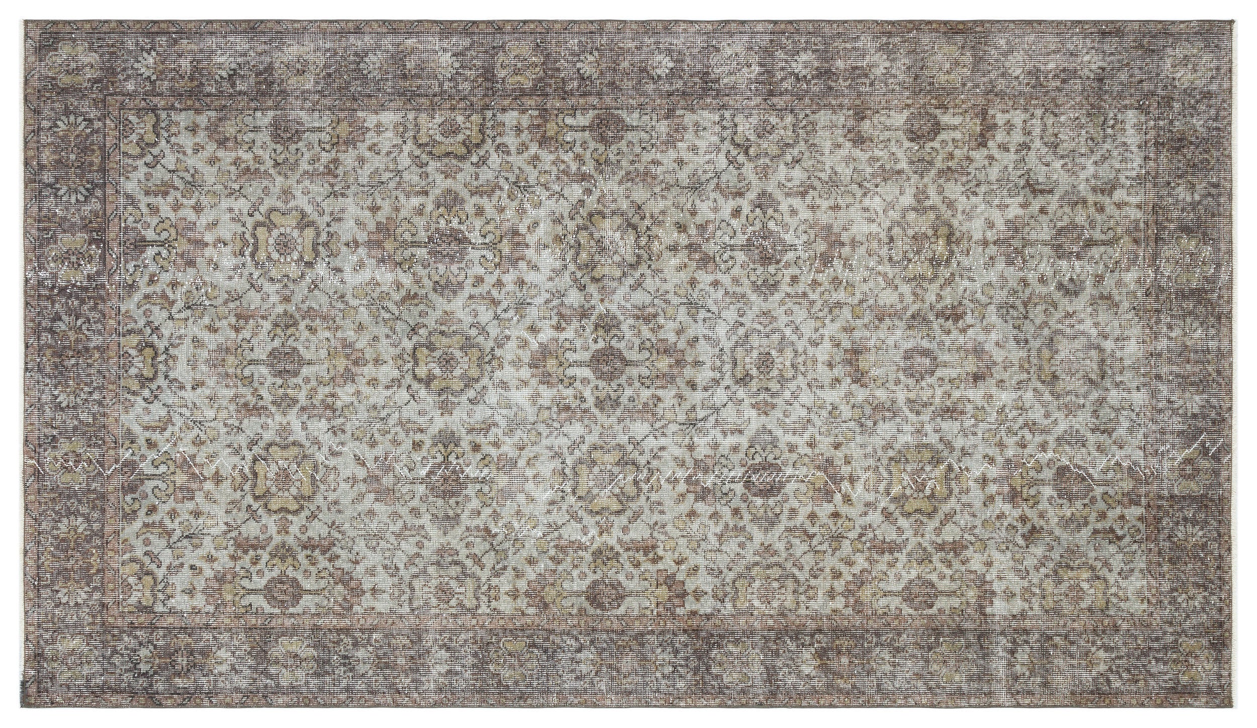 Gray Over Dyed Vintage Rug 5'4'' x 9'5'' ft 162 x 287 cm