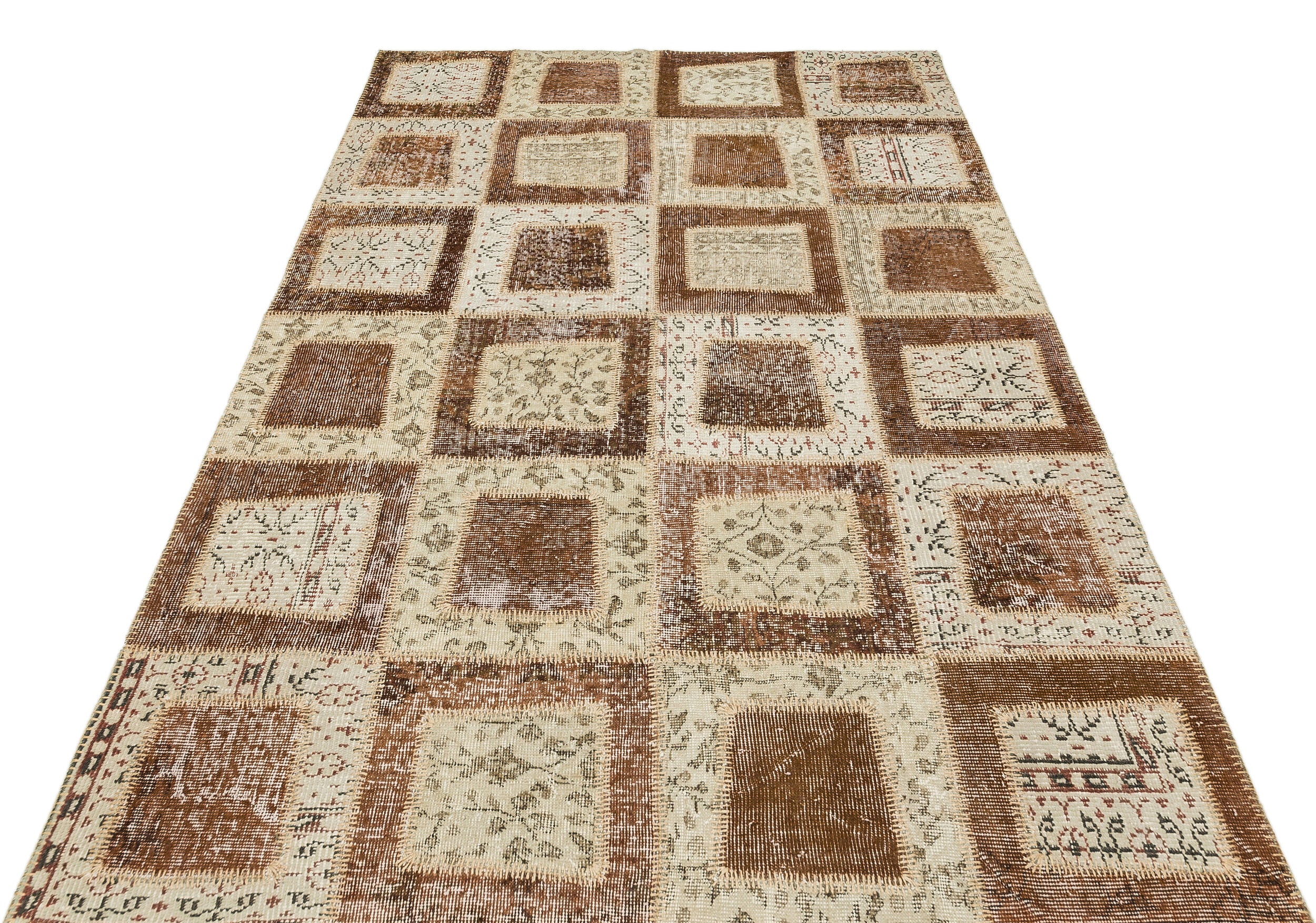 Brown Over Dyed Patchwork Unique Rug 5'3'' x 7'10'' ft 161 x 240 cm
