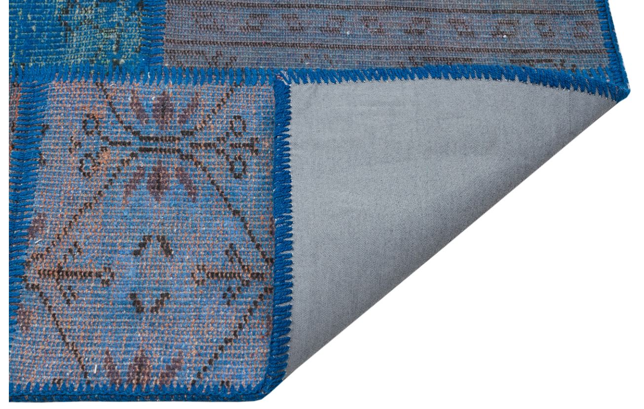 Blue Over Dyed Patchwork Unique Rug 5'4'' x 7'7'' ft 162 x 232 cm