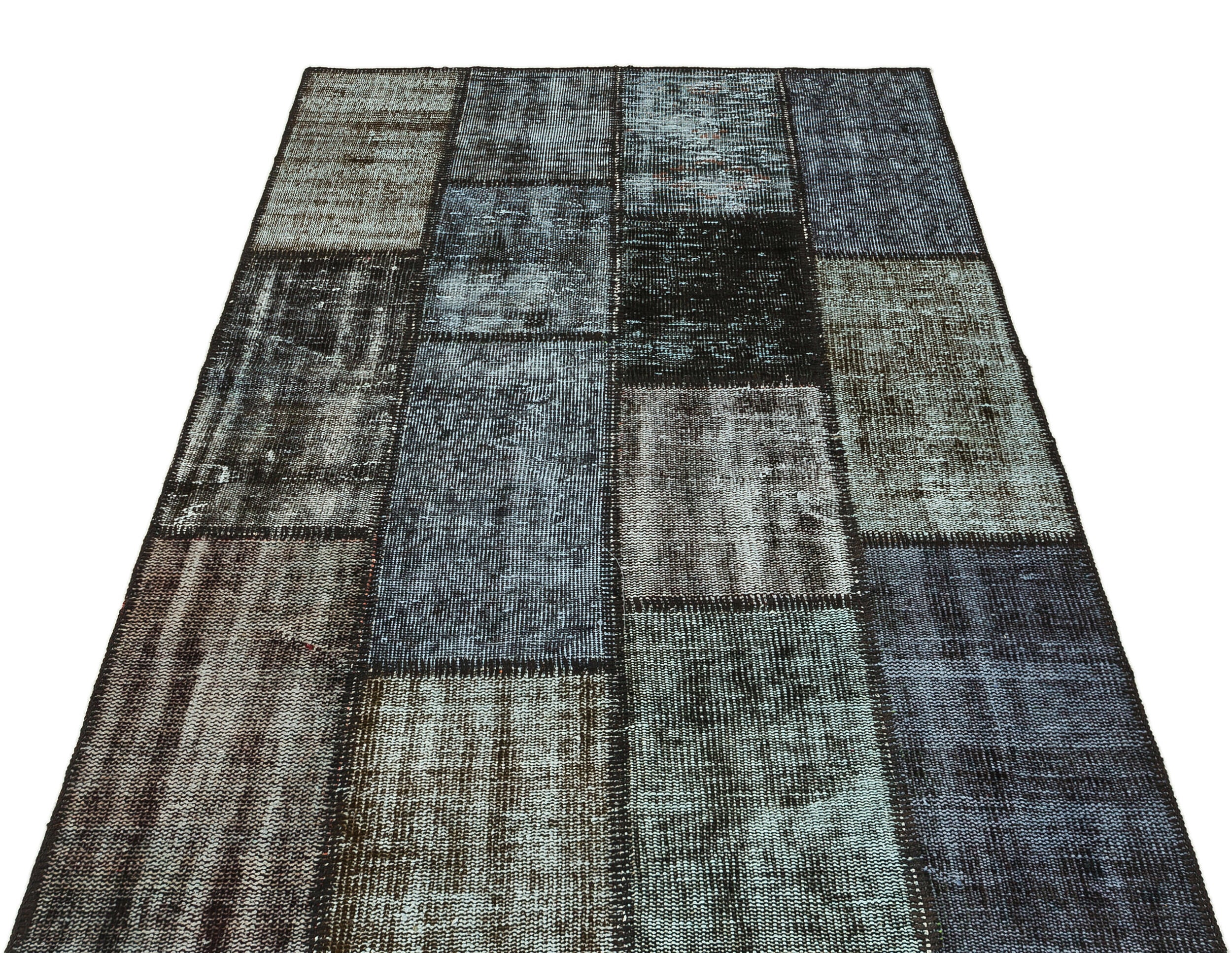 Gray Over Dyed Patchwork Unique Rug 4'0'' x 5'11'' ft 122 x 180 cm