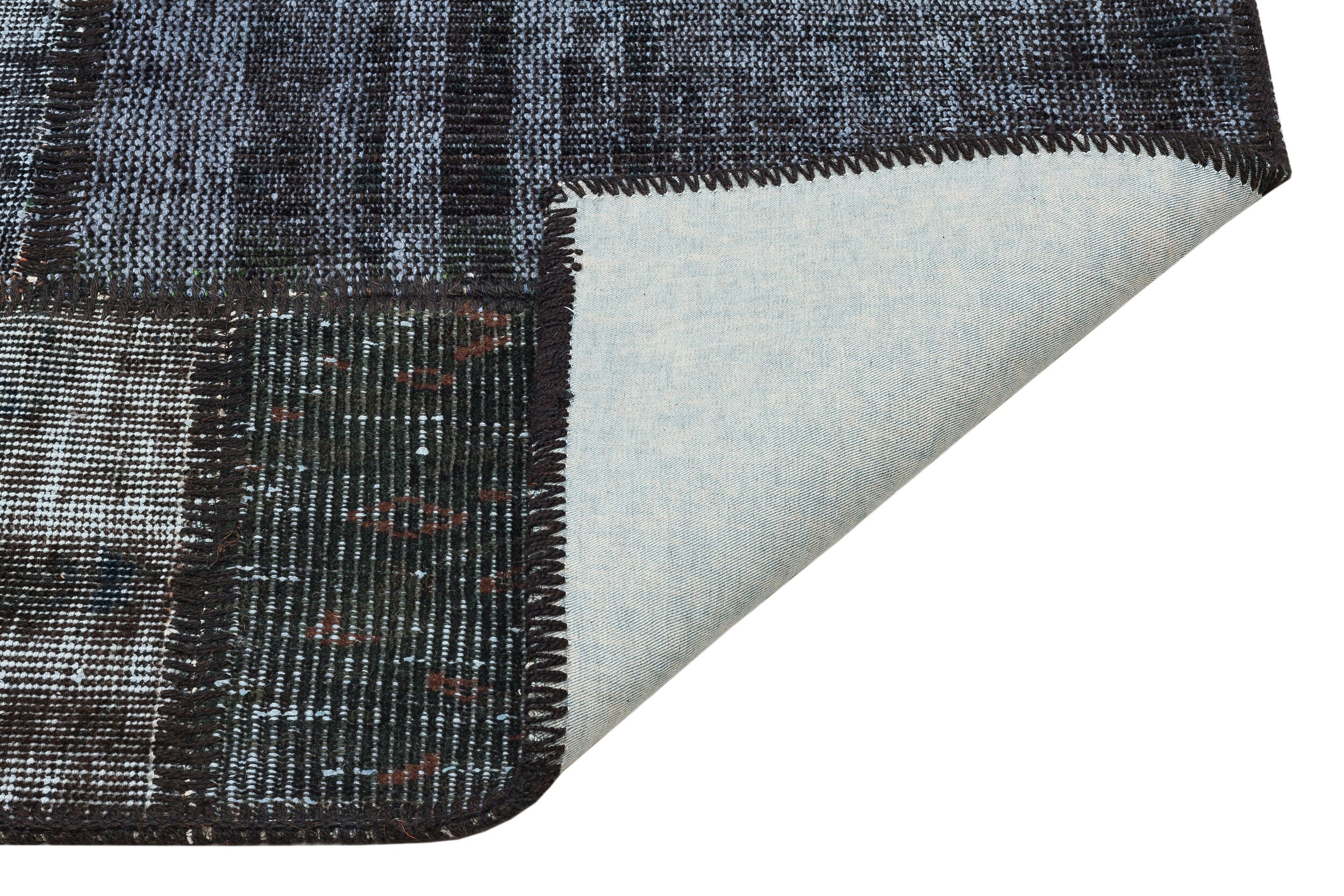 Gray Over Dyed Patchwork Unique Rug 3'12'' x 5'11'' ft 121 x 181 cm
