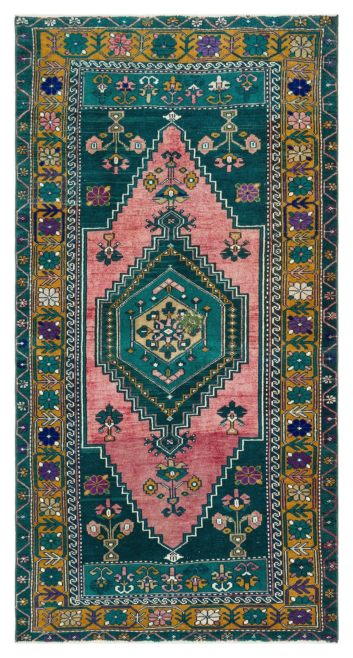 Natural Anatolium Turkish Vintage Rug 3'5'' x 6'7'' ft 105 x 201 cm