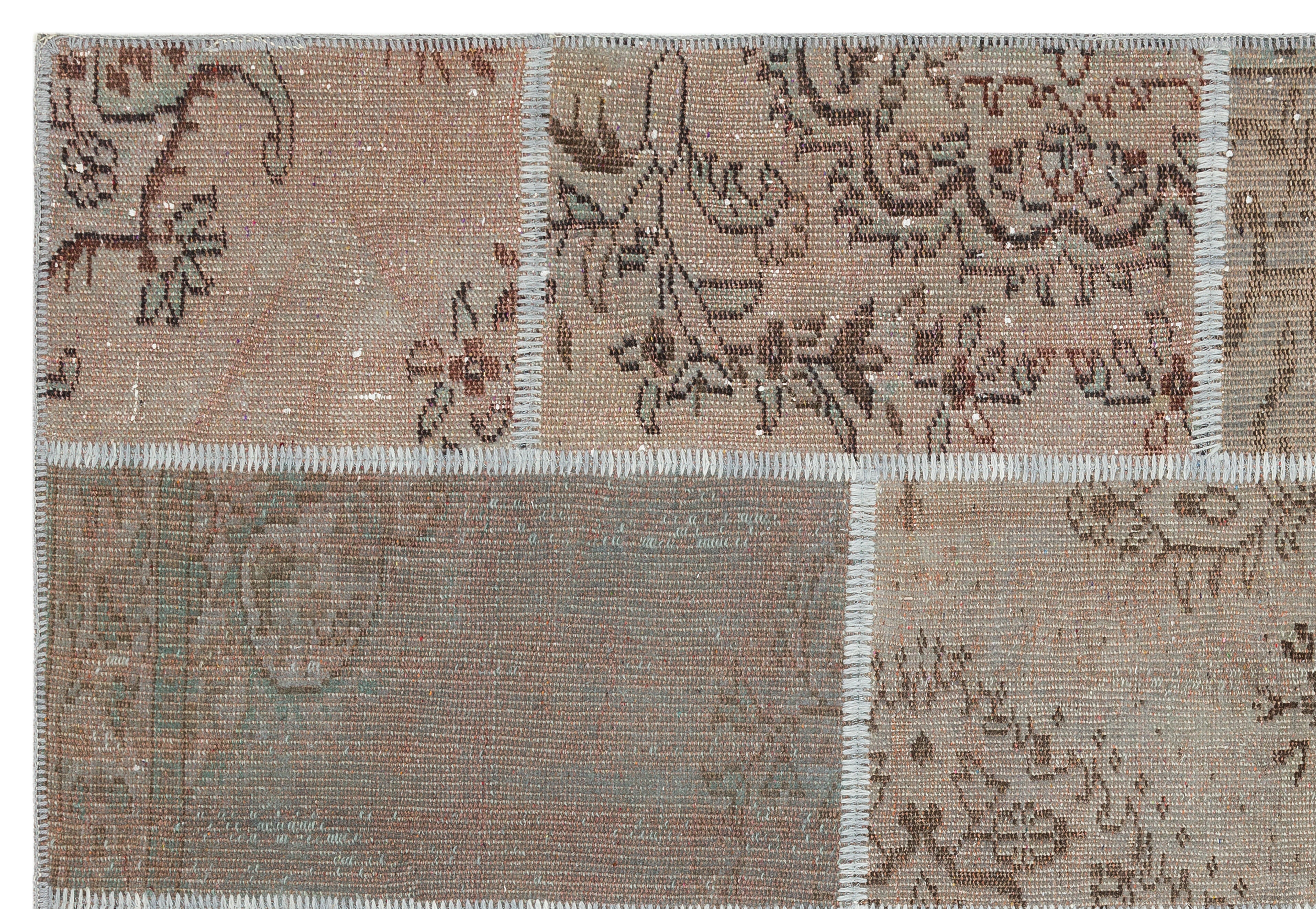 Brown Over Dyed Patchwork Unique Rug 5'3'' x 7'7'' ft 161 x 232 cm