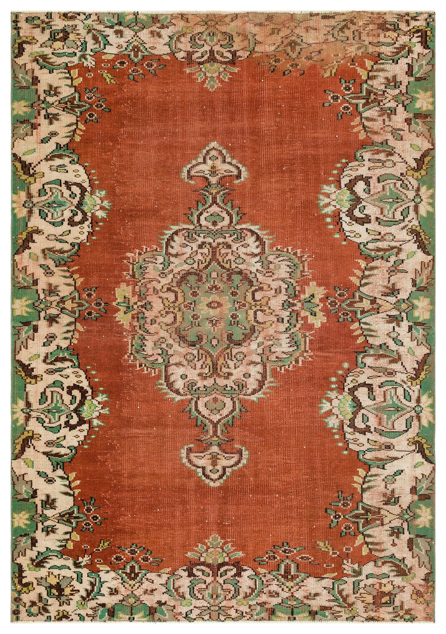 Colored Over Dyed Rug | Traditional Design Rug | Turkish Rug | Hand Weaving Rug | Bedroom Rug | Wool Rug | Vintage Rug | Retro Rug | Patterned Rug | Naturel Rug | Boho Rug I 5'11'' x 8'7'' ft 181 x 262 cm
