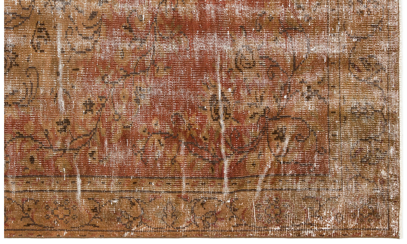 Traditional Design Brown Over Dyed Vintage Rug 4'12'' x 8'2'' ft 152 x 250 cm