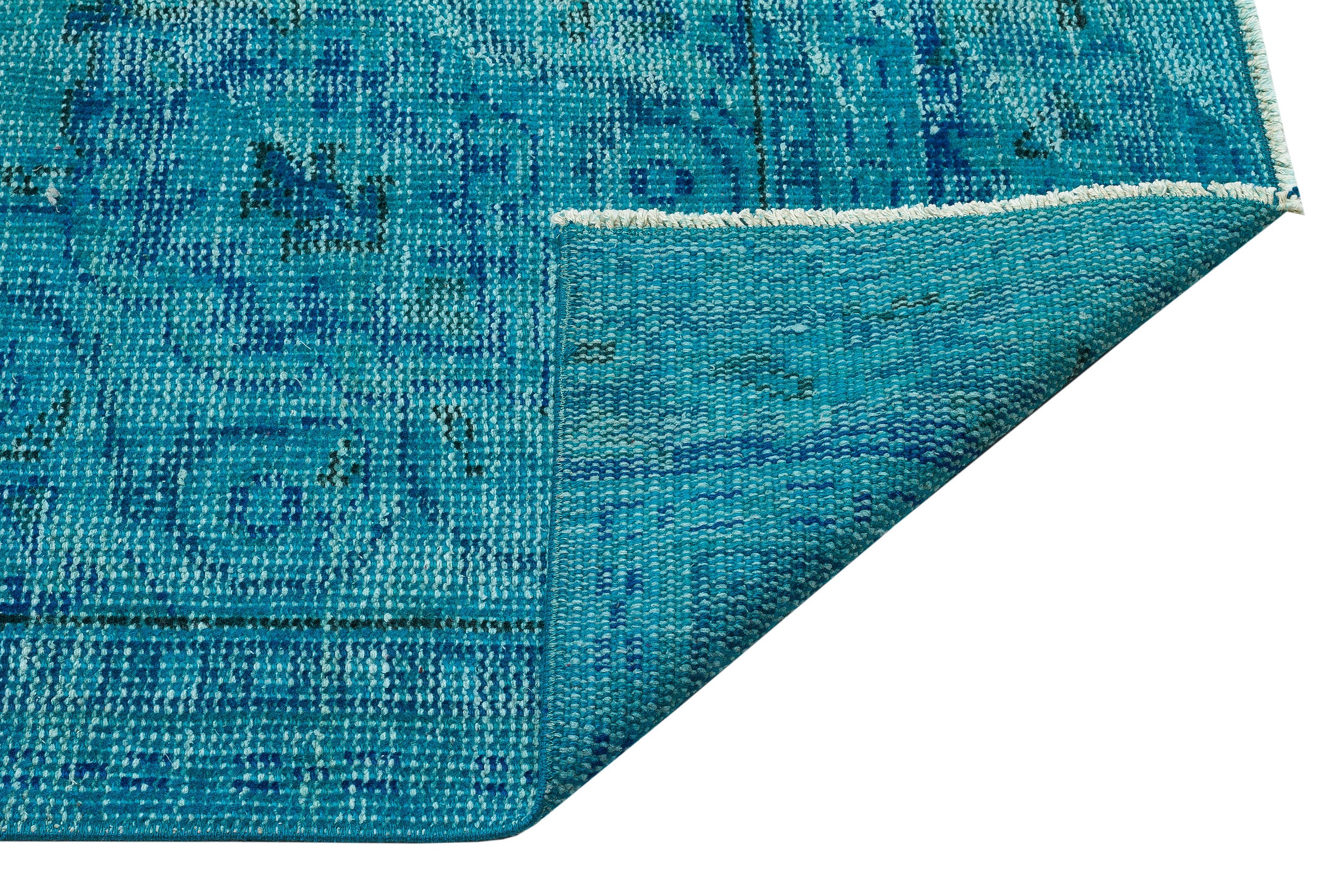 Traditional Design Turquoise Over Dyed Vintage Rug 5'5'' x 10'2'' ft 165 x 311 cm