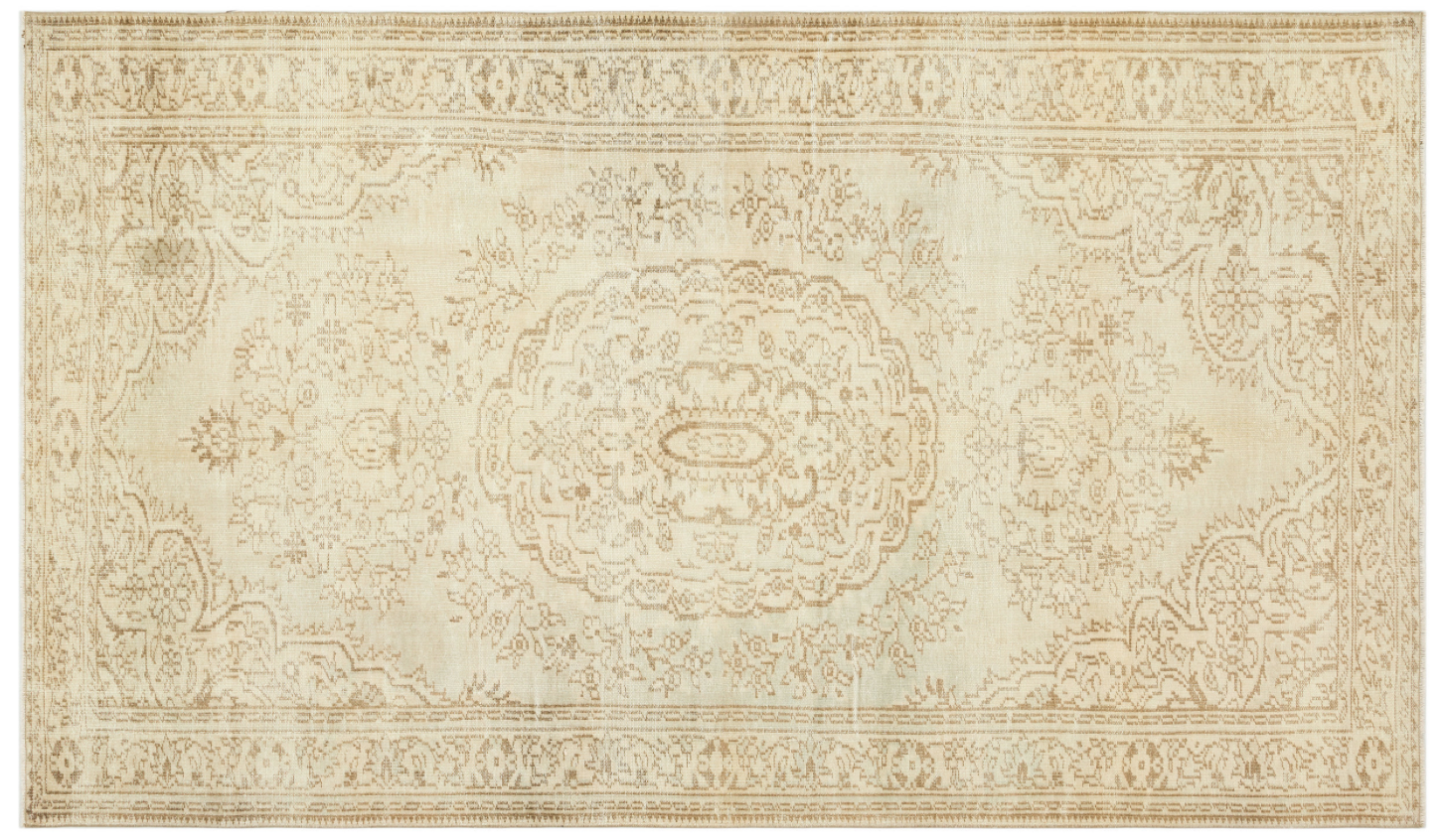 Traditional Design Beige Over Dyed Vintage Rug 5'7'' x 9'8'' ft 170 x 294 cm